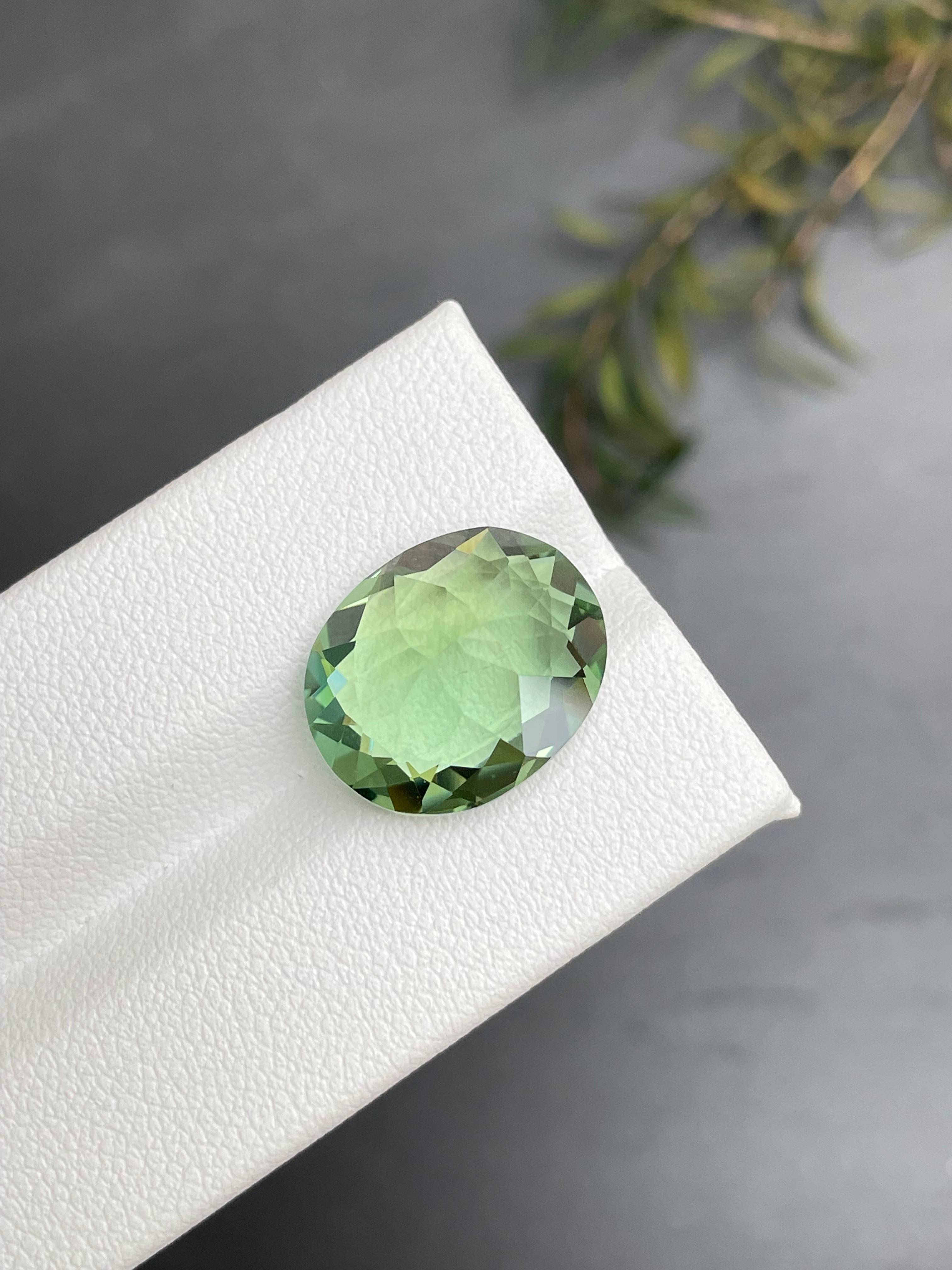 pistachio green green tourmaline, 10.81ct oval cut — view 7