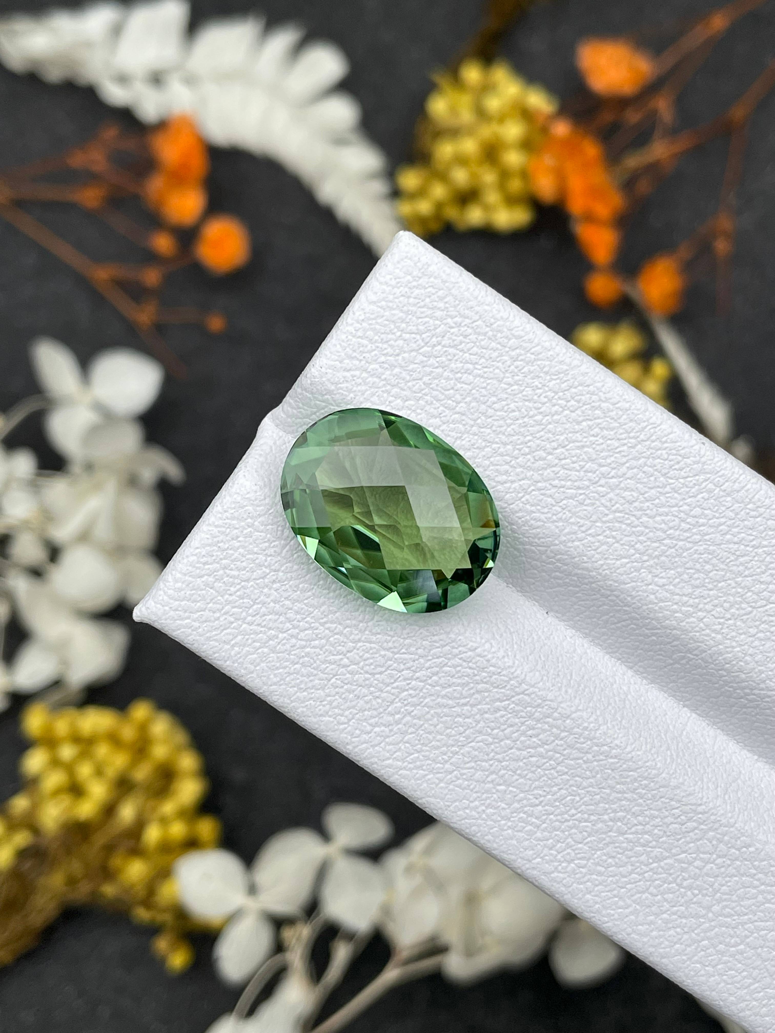 green green tourmaline, 6.92ct oval cut — view 5