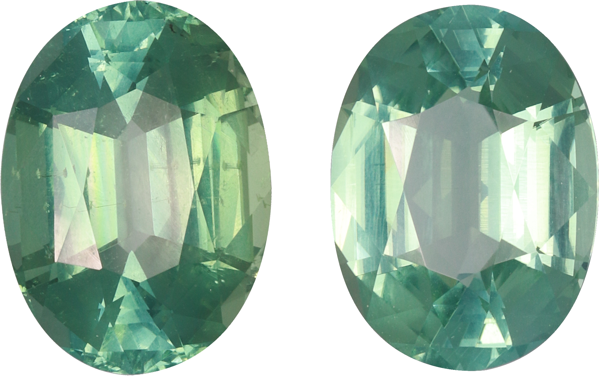 Oval cut green tourmaline, 14.1 by 10 mm, shown at actual size