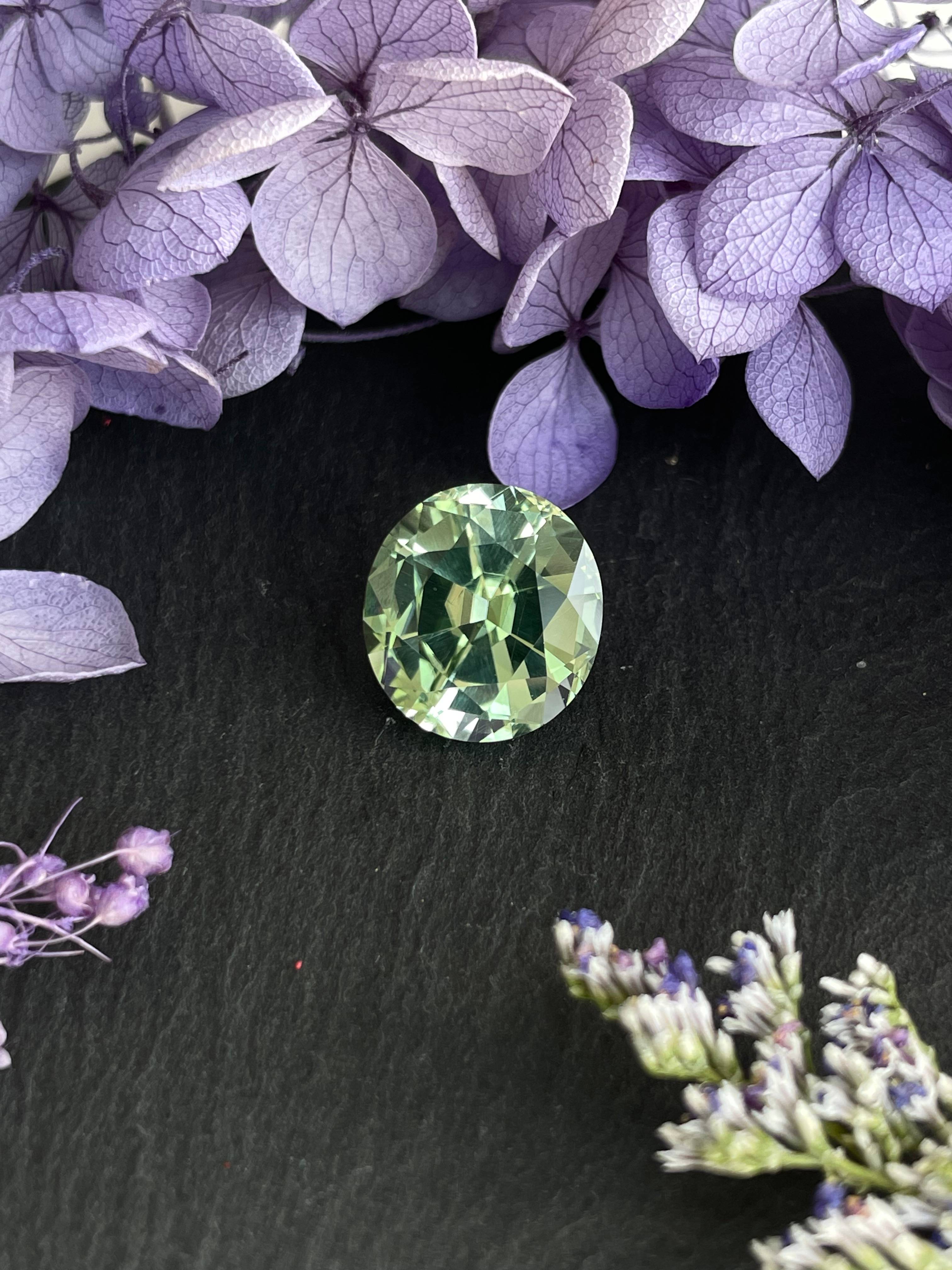 pale green green tourmaline, 7.64ct oval cut — view 6