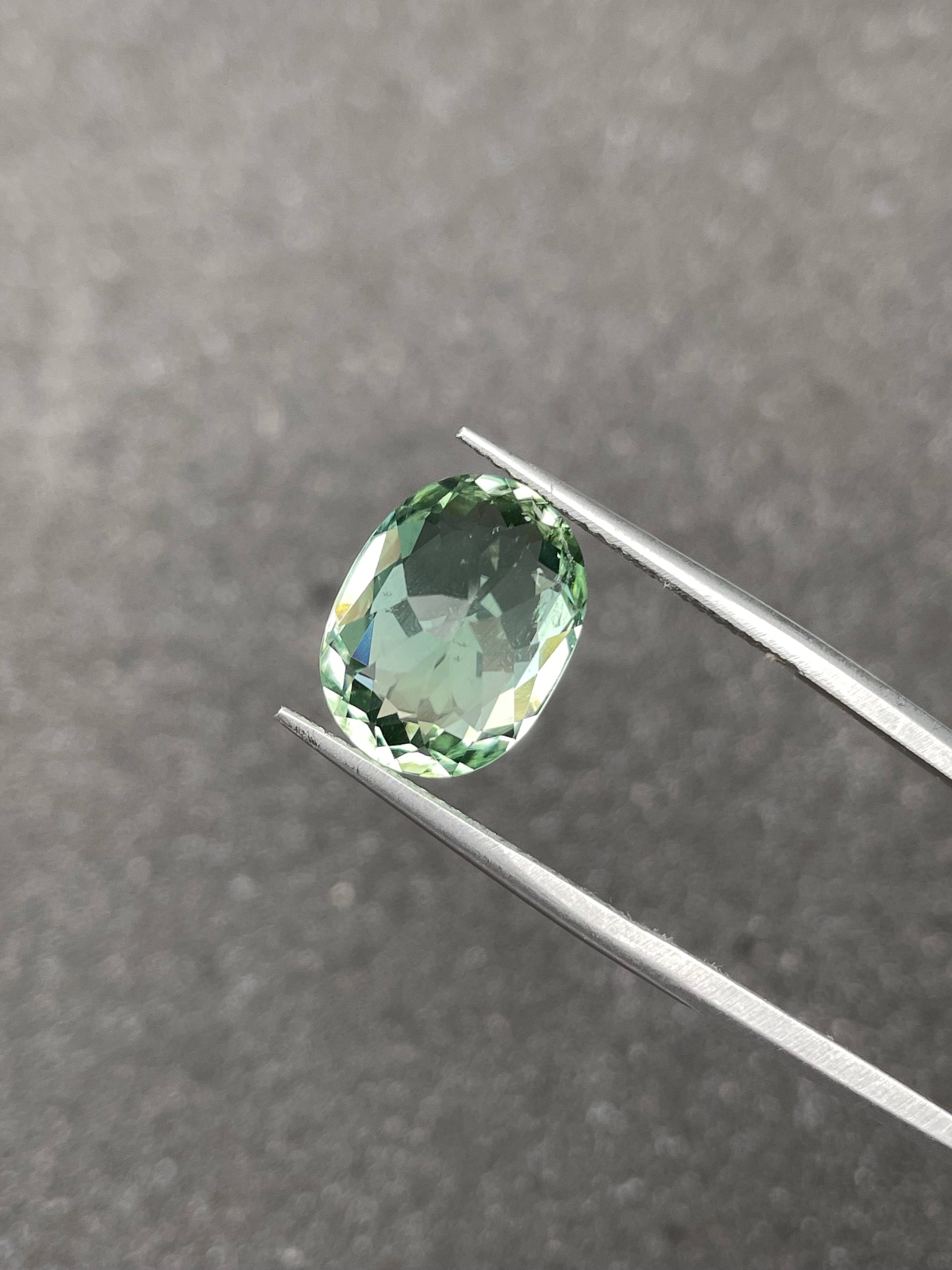 pale green green tourmaline, 6.17ct oval cut — view 6