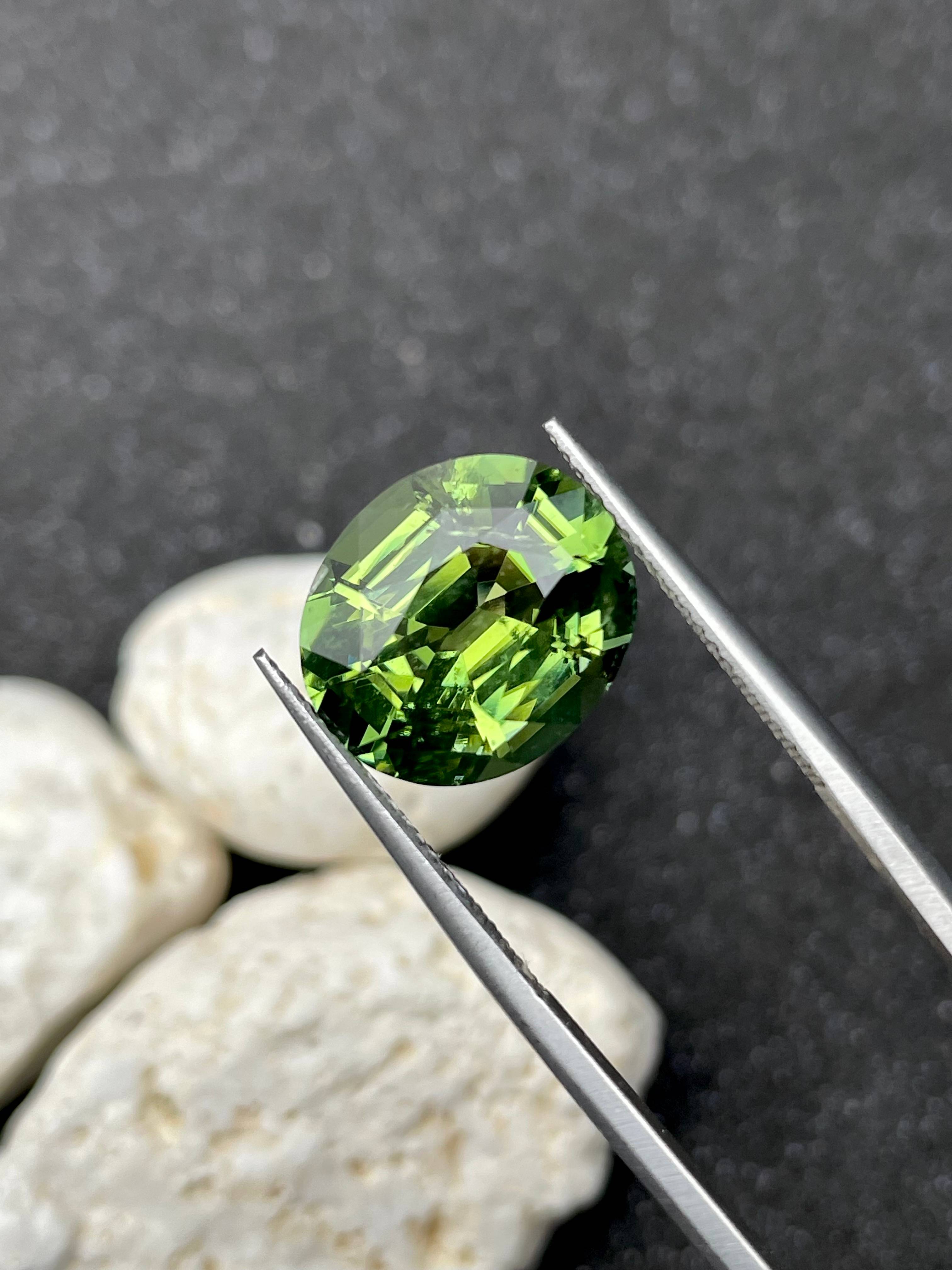 olive green green tourmaline, 7.91ct oval cut — view 5