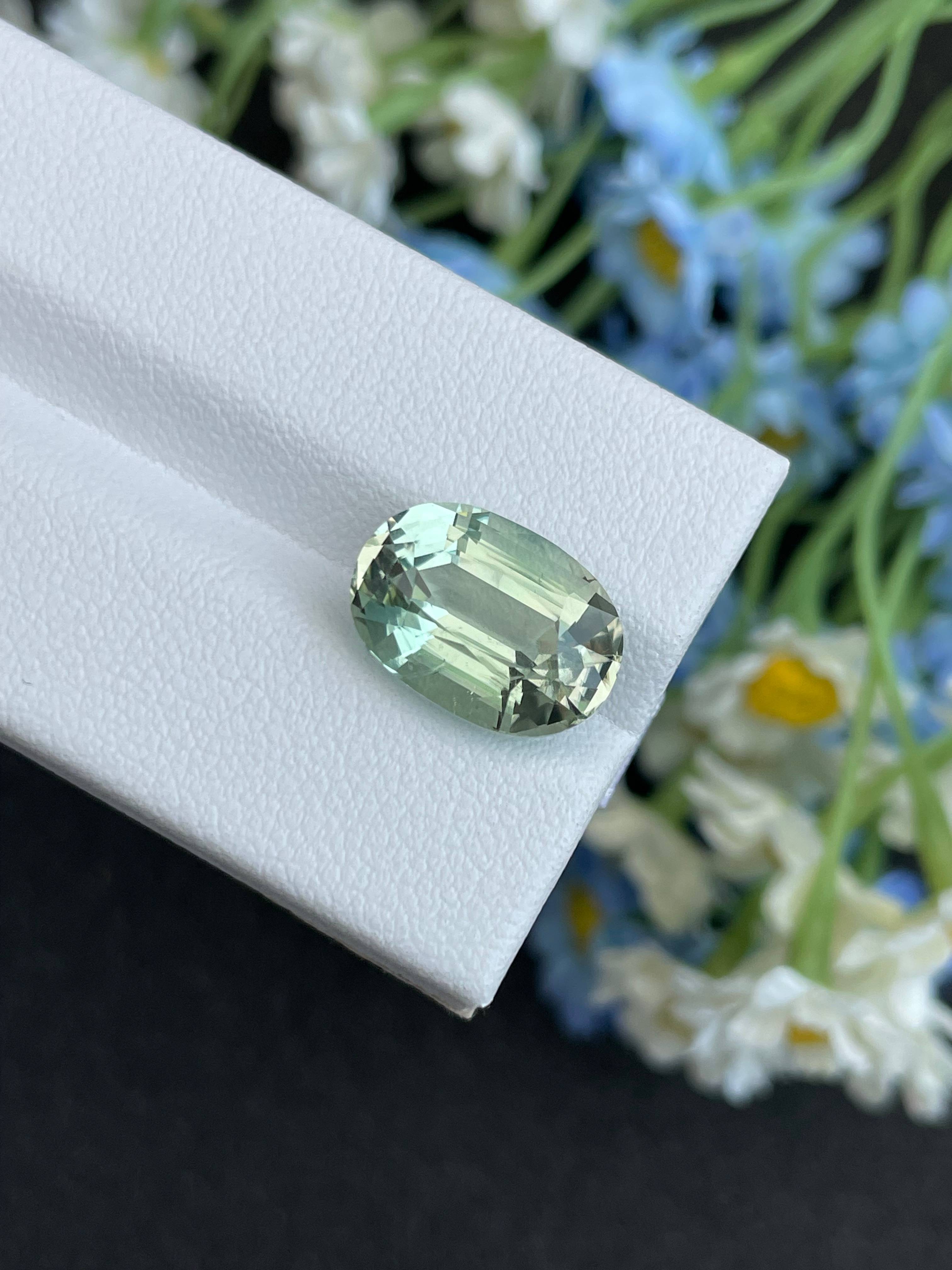 mist green green tourmaline, 7.38ct oval cut — view 6
