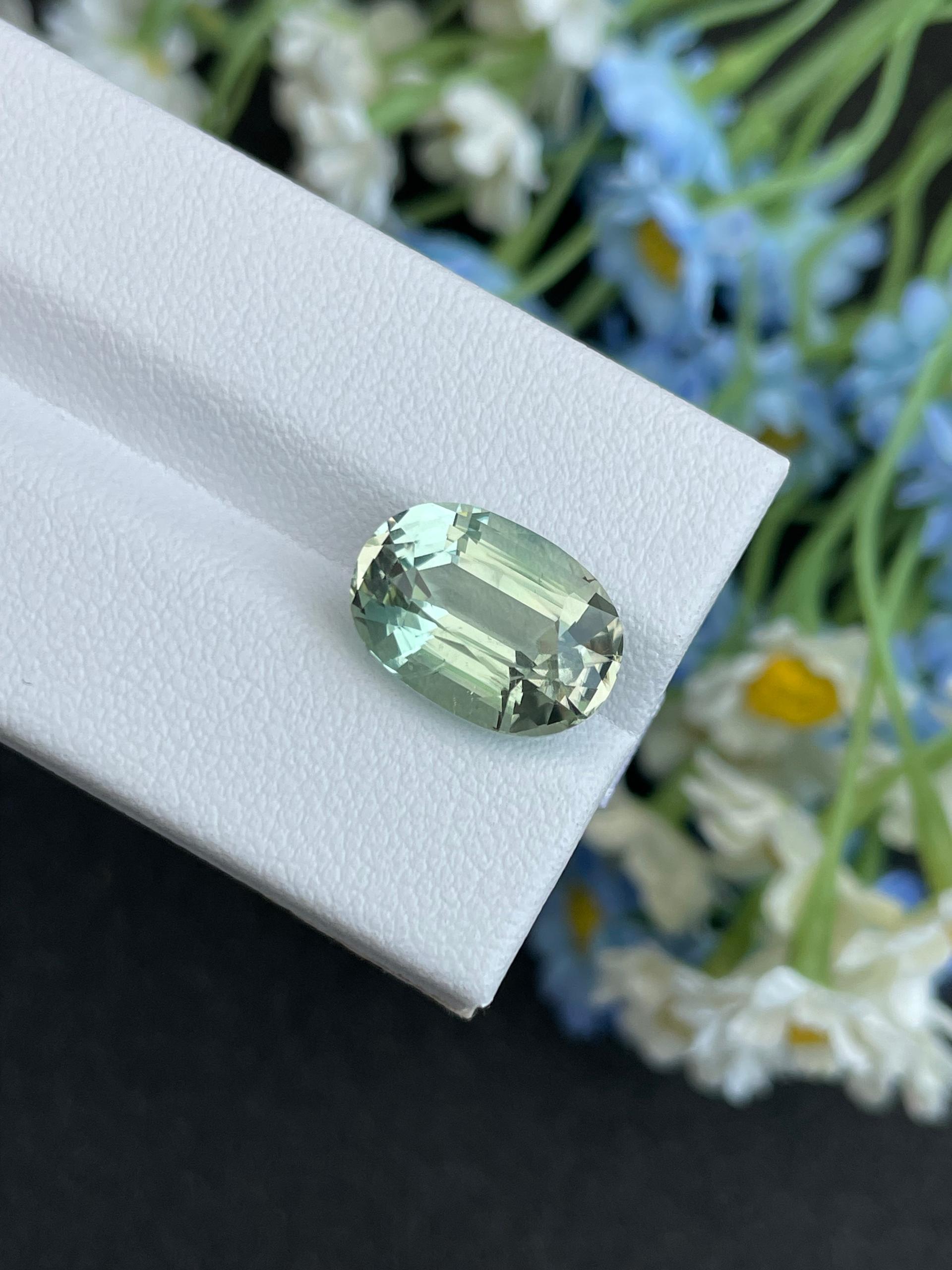 mist green green tourmaline, 7.38ct oval cut — view 6