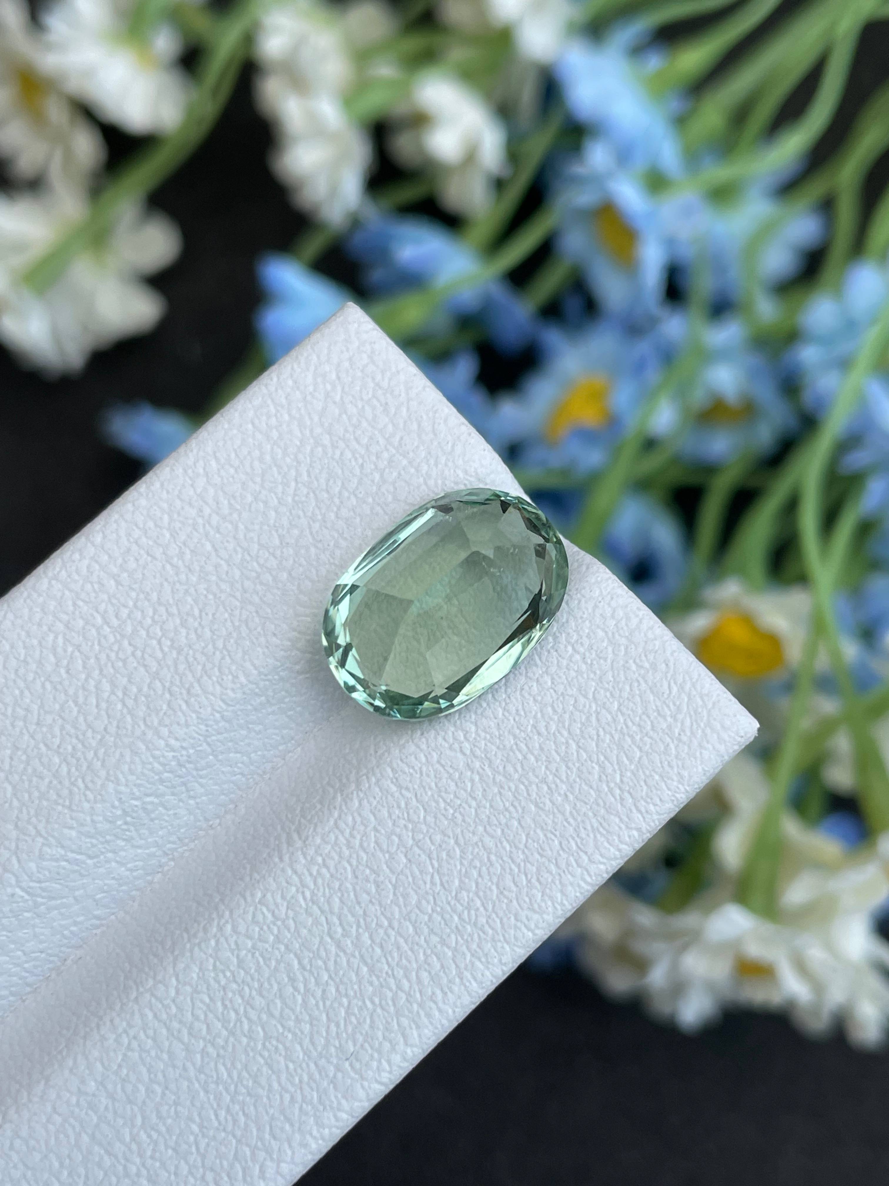 mist green green tourmaline, 7.38ct oval cut — view 7