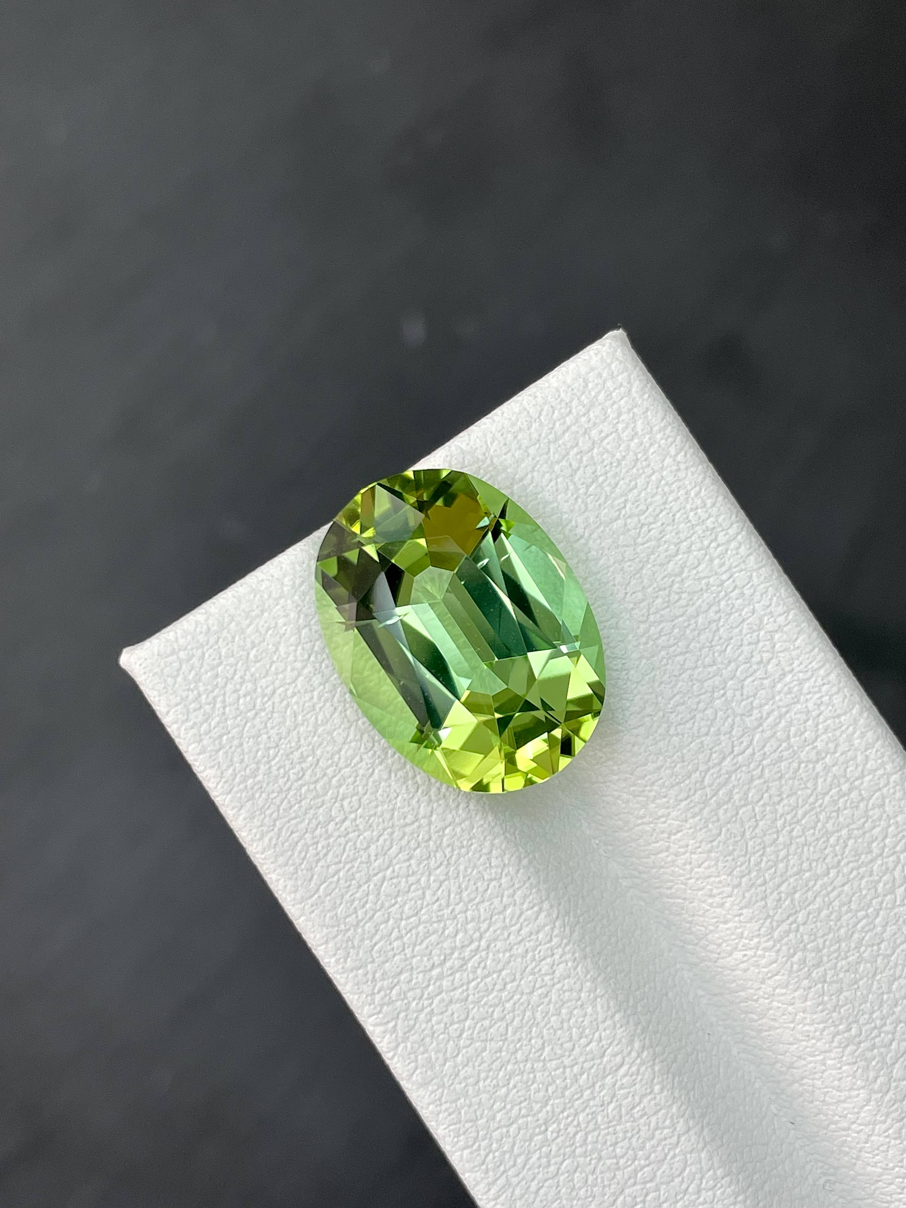 pistachio green green tourmaline, 12.16ct oval cut — view 5