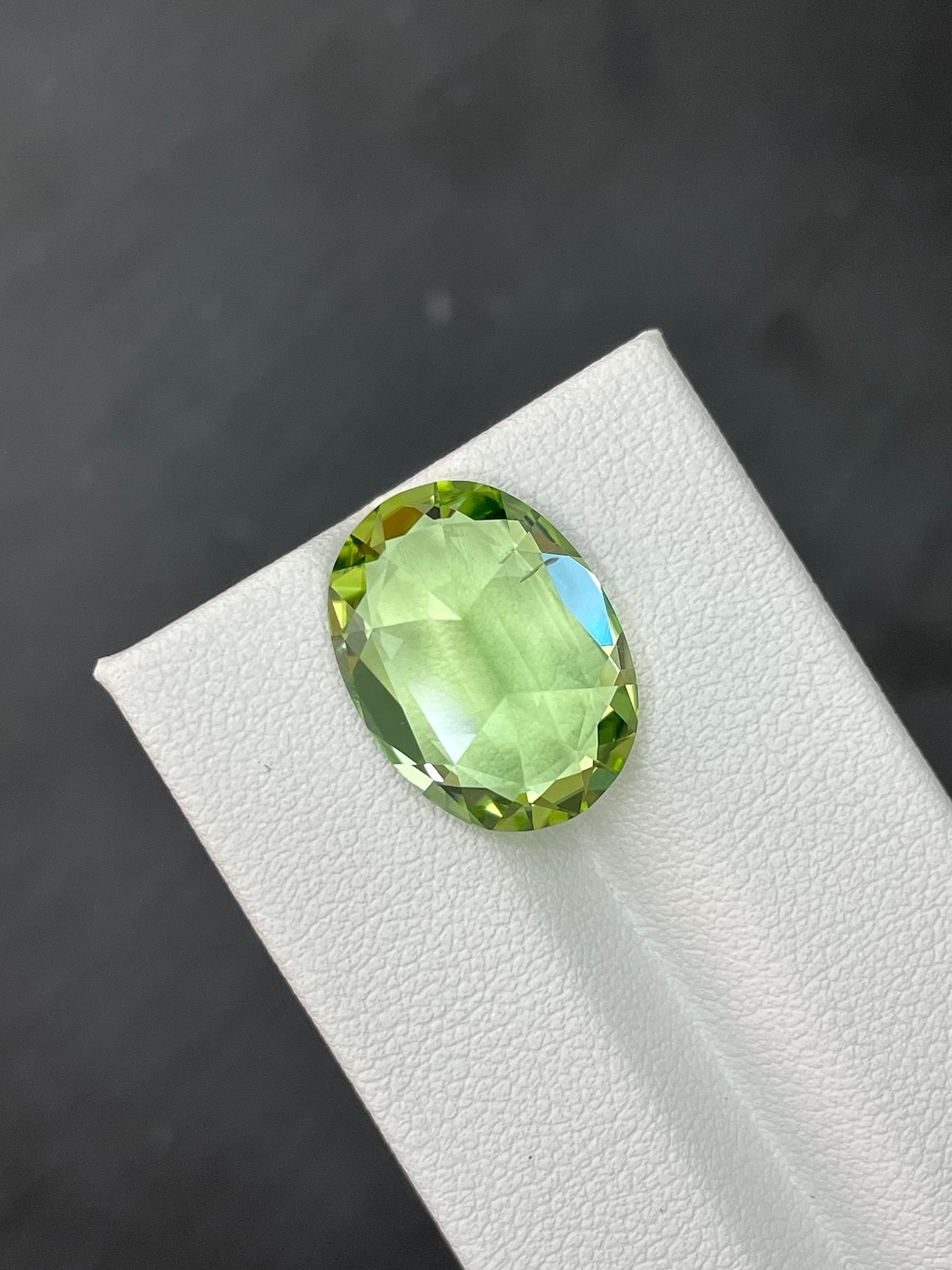 pistachio green green tourmaline, 12.16ct oval cut — view 6
