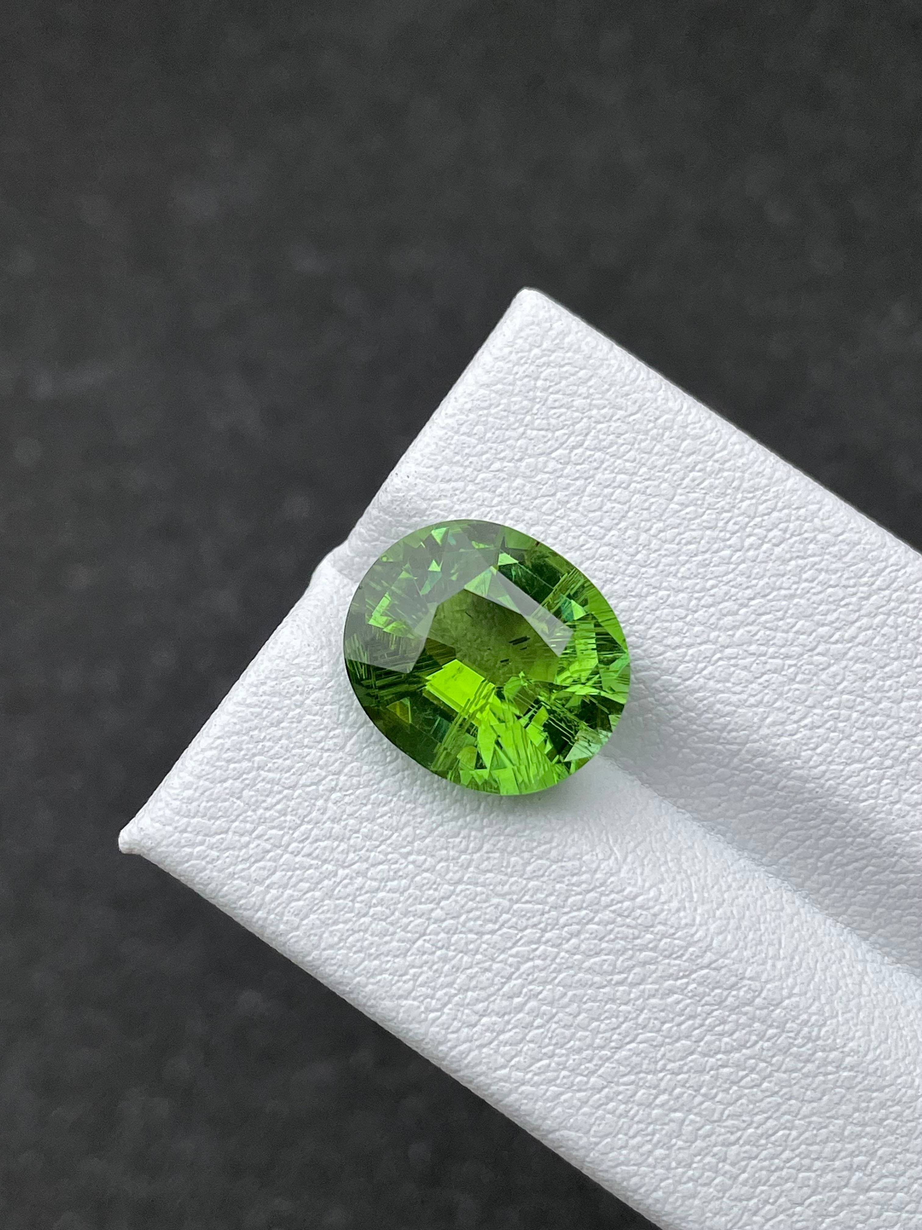 pistachio green green tourmaline, 6.35ct oval cut — view 6