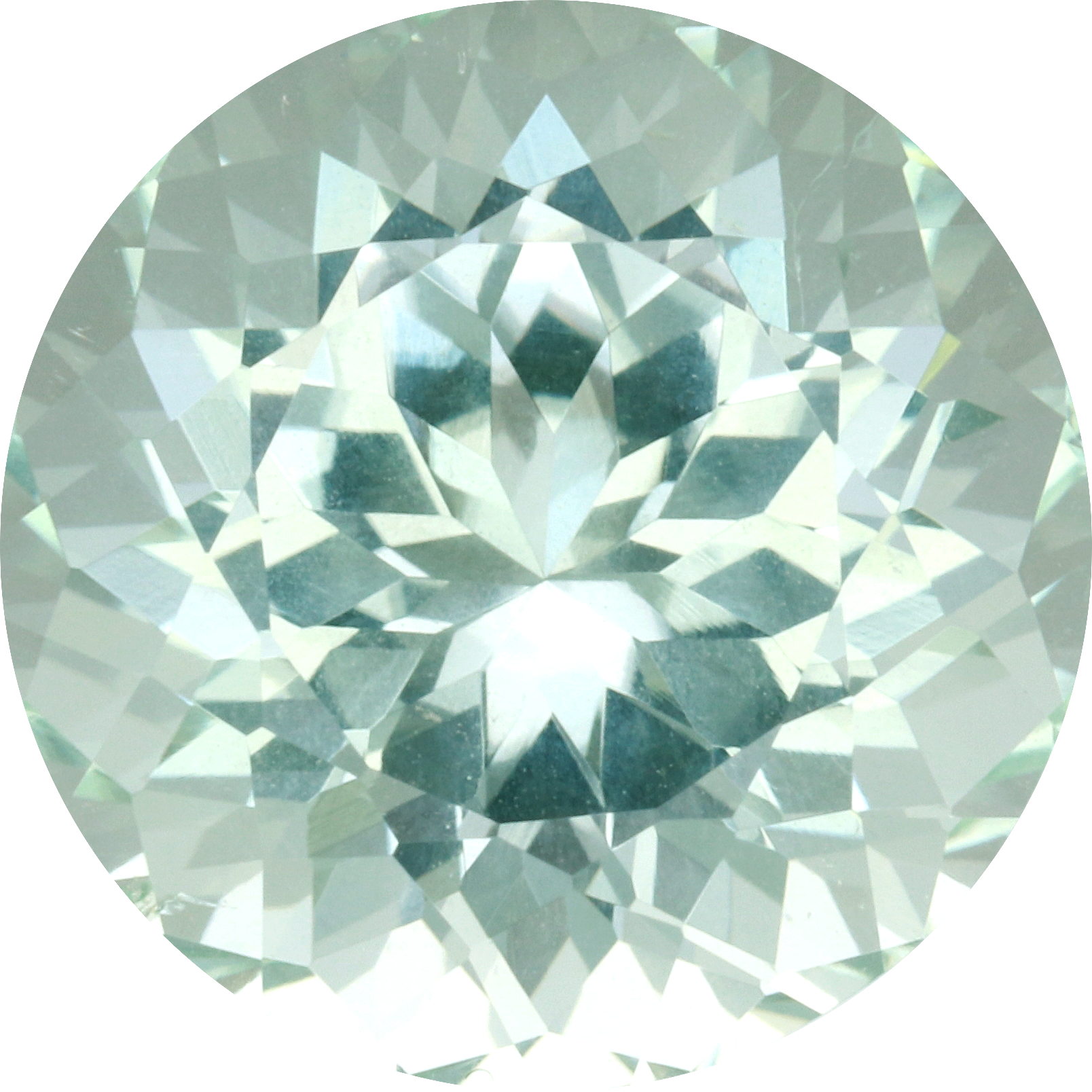 Round cut green tourmaline, 12.63 by 12.62 mm, shown at actual size