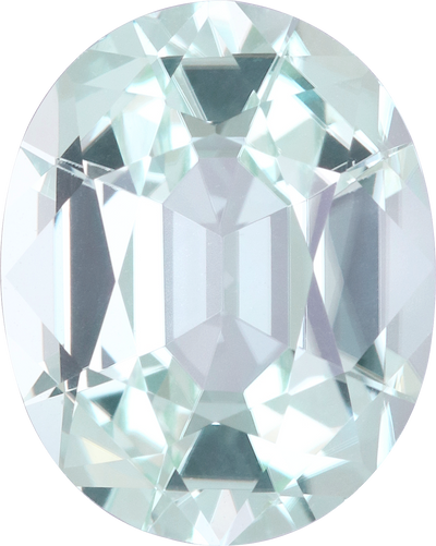 Oval cut green tourmaline, 12.94 by 10.29 mm, shown at actual size