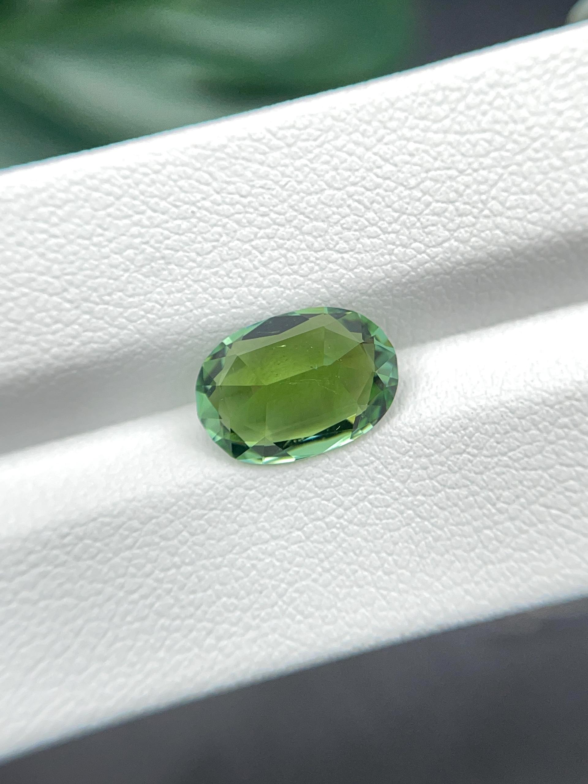 green green tourmaline, 3.58ct oval cut — view 6