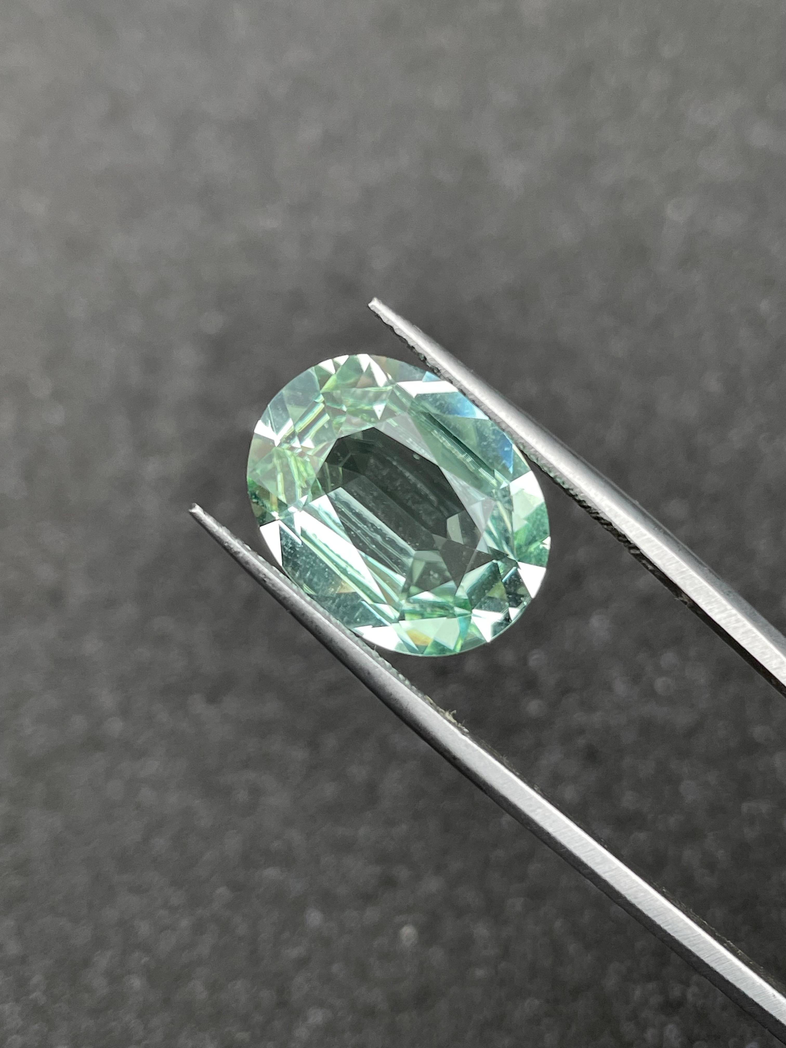 mist green green tourmaline, 7.08ct oval cut — view 5