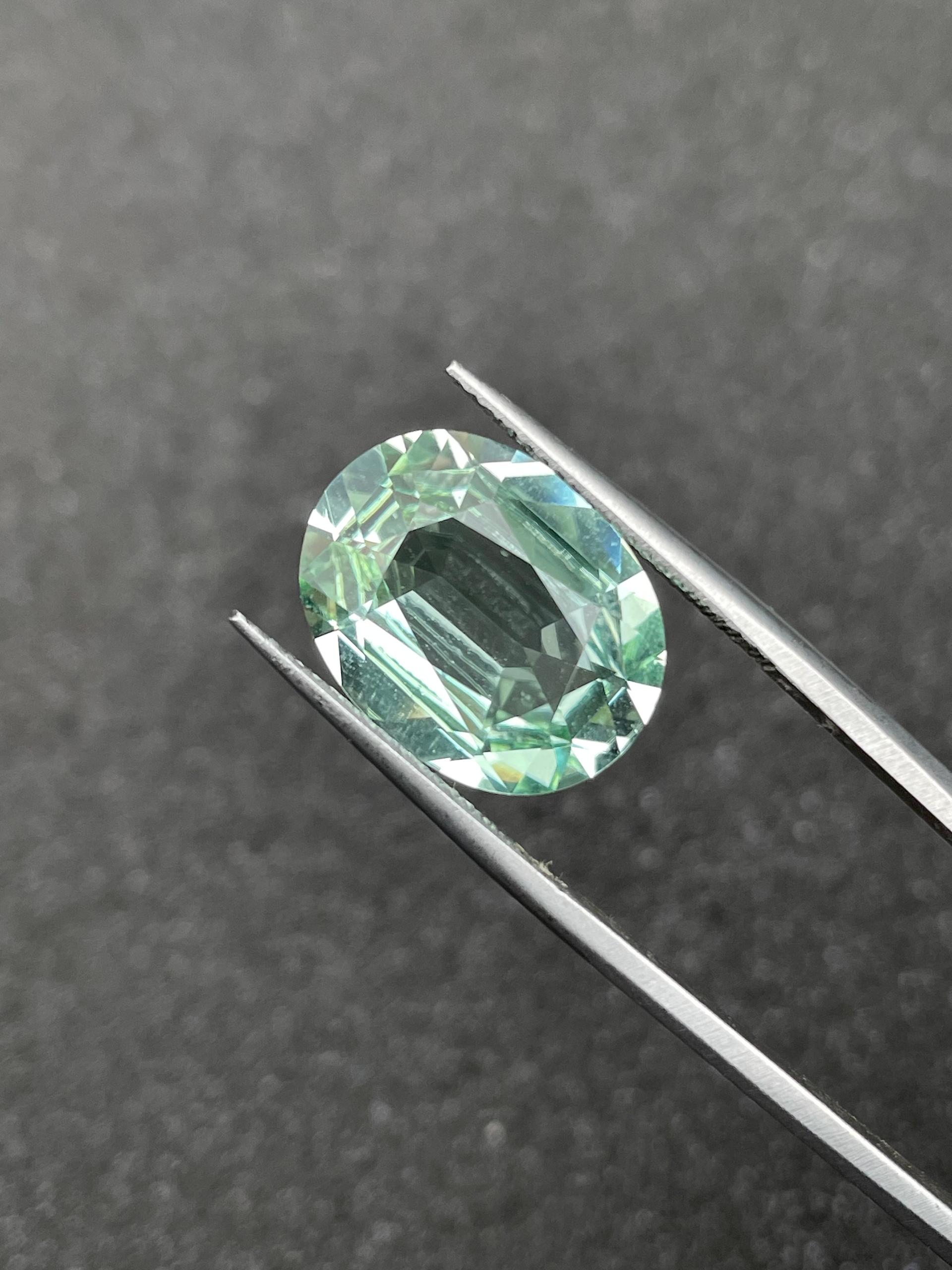 mist green green tourmaline, 7.08ct oval cut — view 5