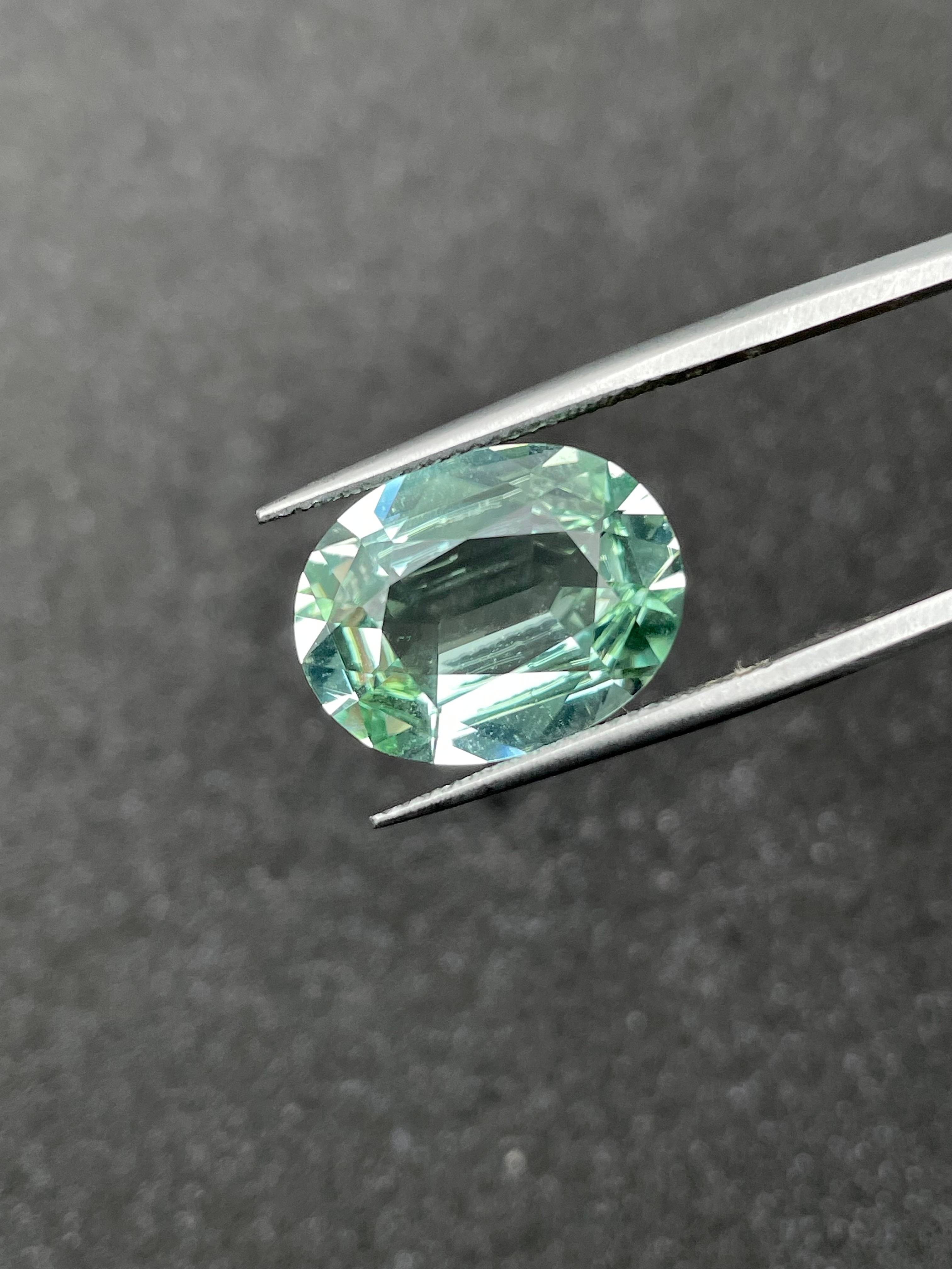 mist green green tourmaline, 7.08ct oval cut — view 6