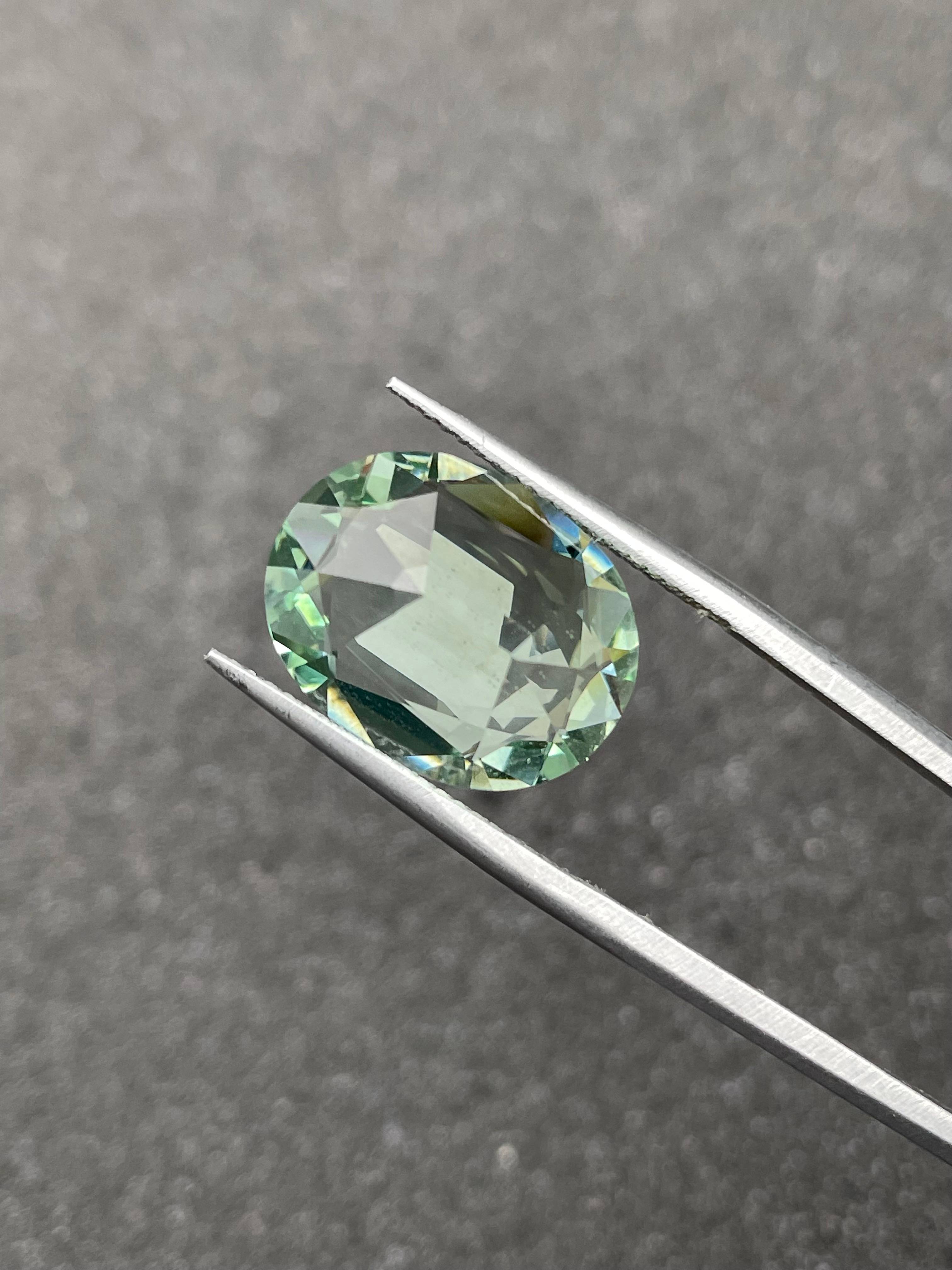 mist green green tourmaline, 7.08ct oval cut — view 7