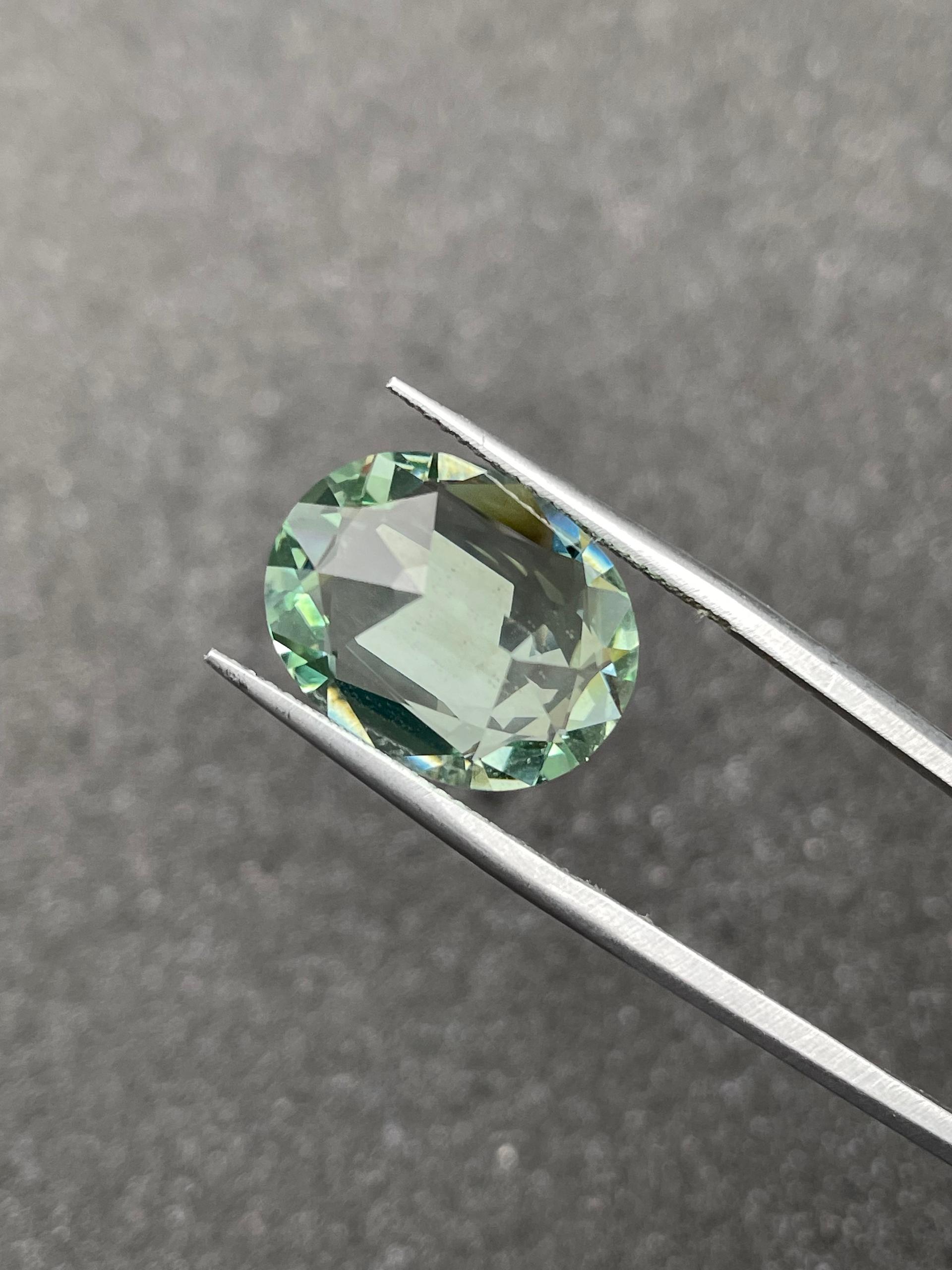 mist green green tourmaline, 7.08ct oval cut — view 7