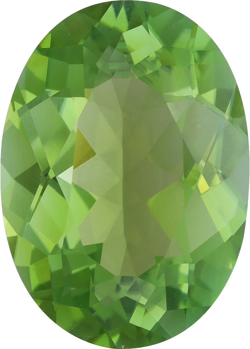 Oval cut green tourmaline, 15.24 by 10.95 mm, shown at actual size