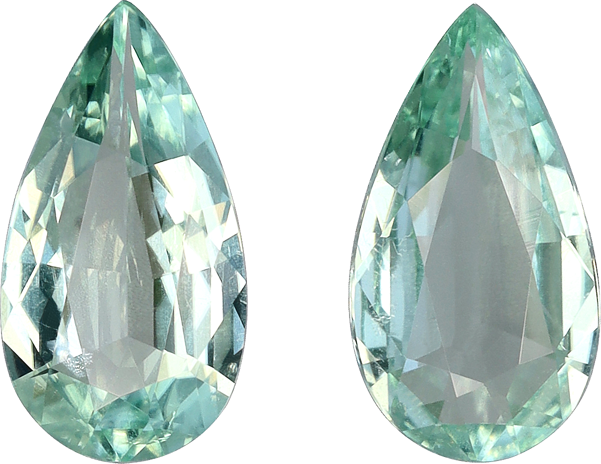 Pear cut green tourmaline, 9.3 by 4.97 mm, shown at actual size