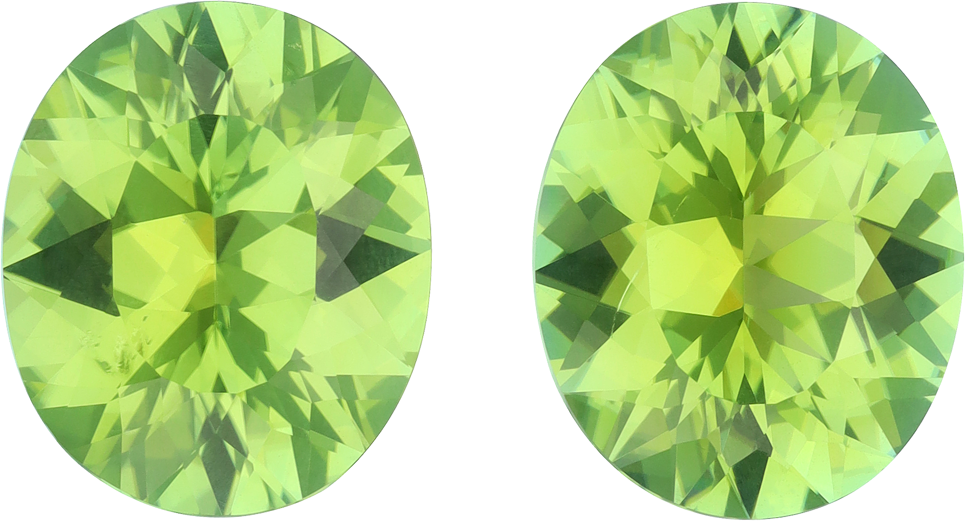 Oval cut green tourmaline, 14.57 by 12.17 mm, shown at actual size
