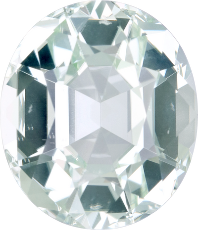 Oval cut green tourmaline, 13.88 by 11.99 mm, shown at actual size