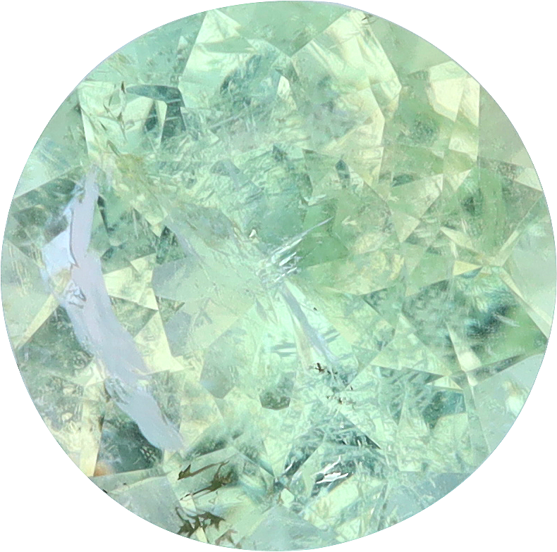 Round cut green tourmaline, 11.16 by 11.11 mm, shown at actual size