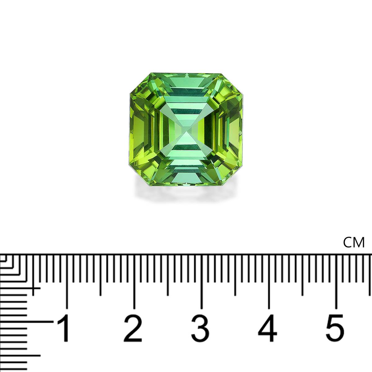 lime green green tourmaline, 28.27ct square cut — view 4