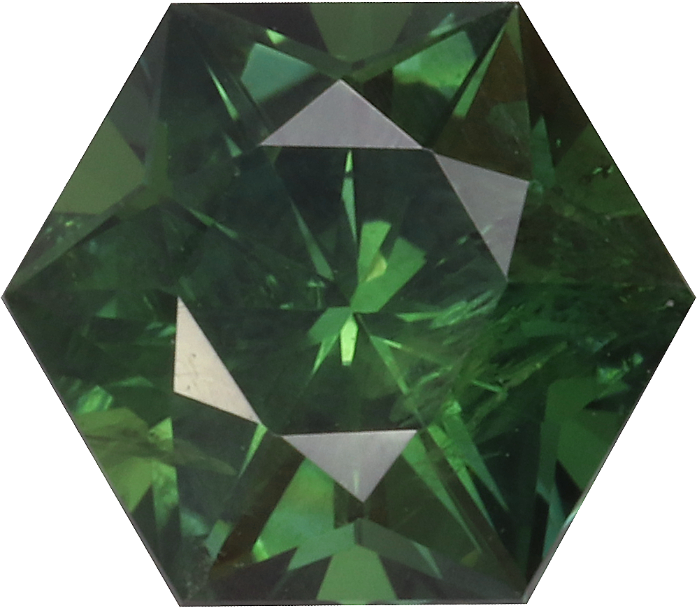 Fancy cut teal sapphire, 5.95 by 5.95 mm, shown at actual size