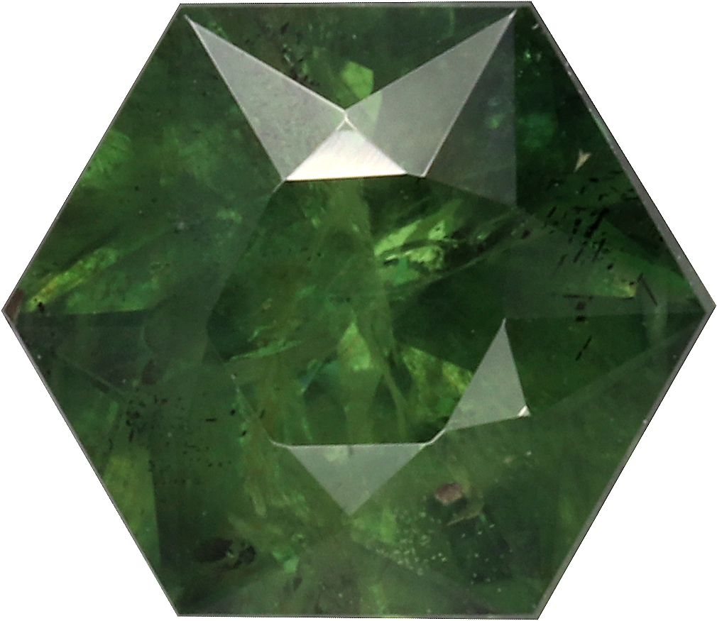Fancy cut teal sapphire, 6.02 by 6 mm, shown at actual size