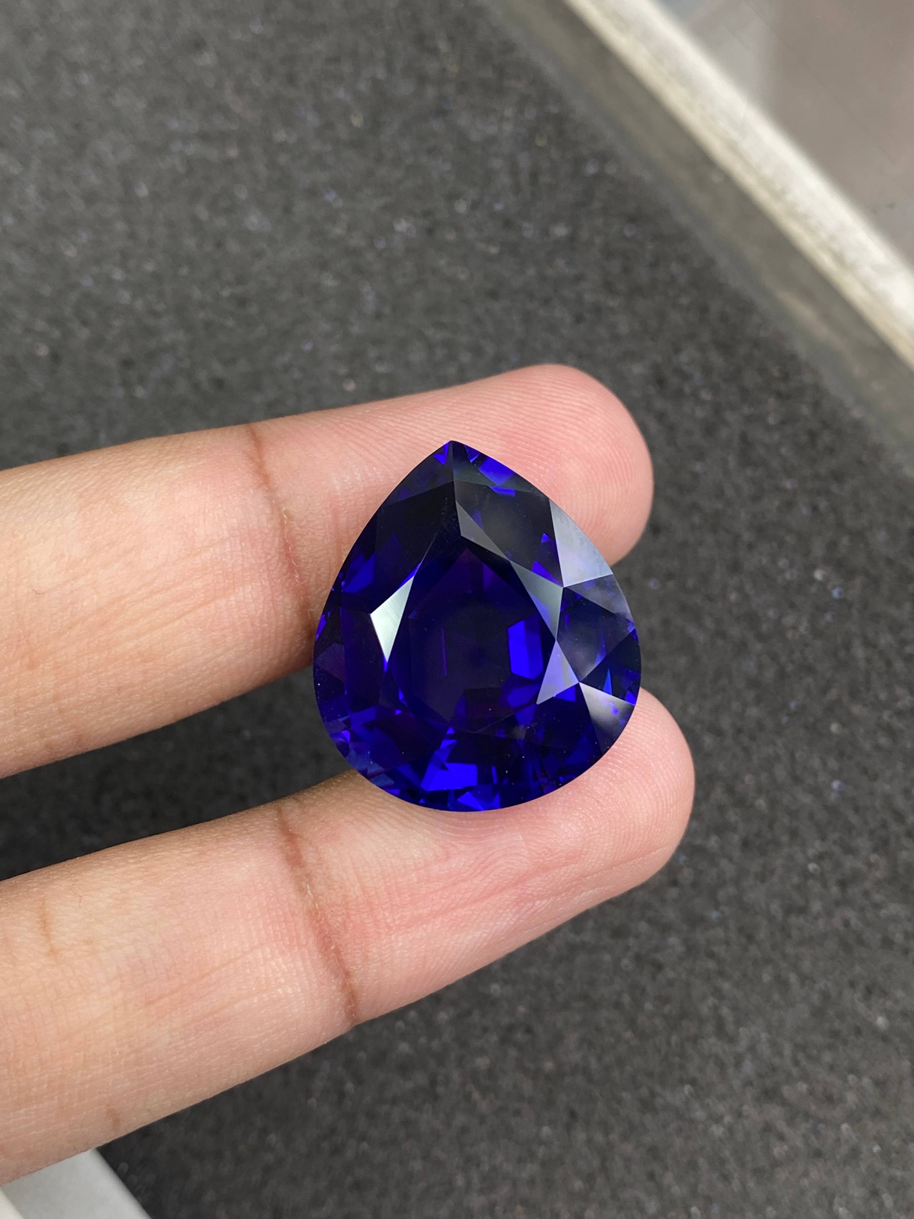 blue tanzanite, 38.12ct pear cut — view 5