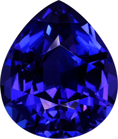 Pear cut tanzanite, 16.32 by 13.8 mm, shown at actual size