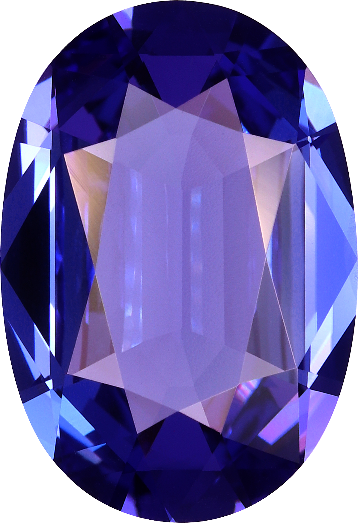 Oval cut tanzanite, 16.13 by 11.08 mm, shown at actual size