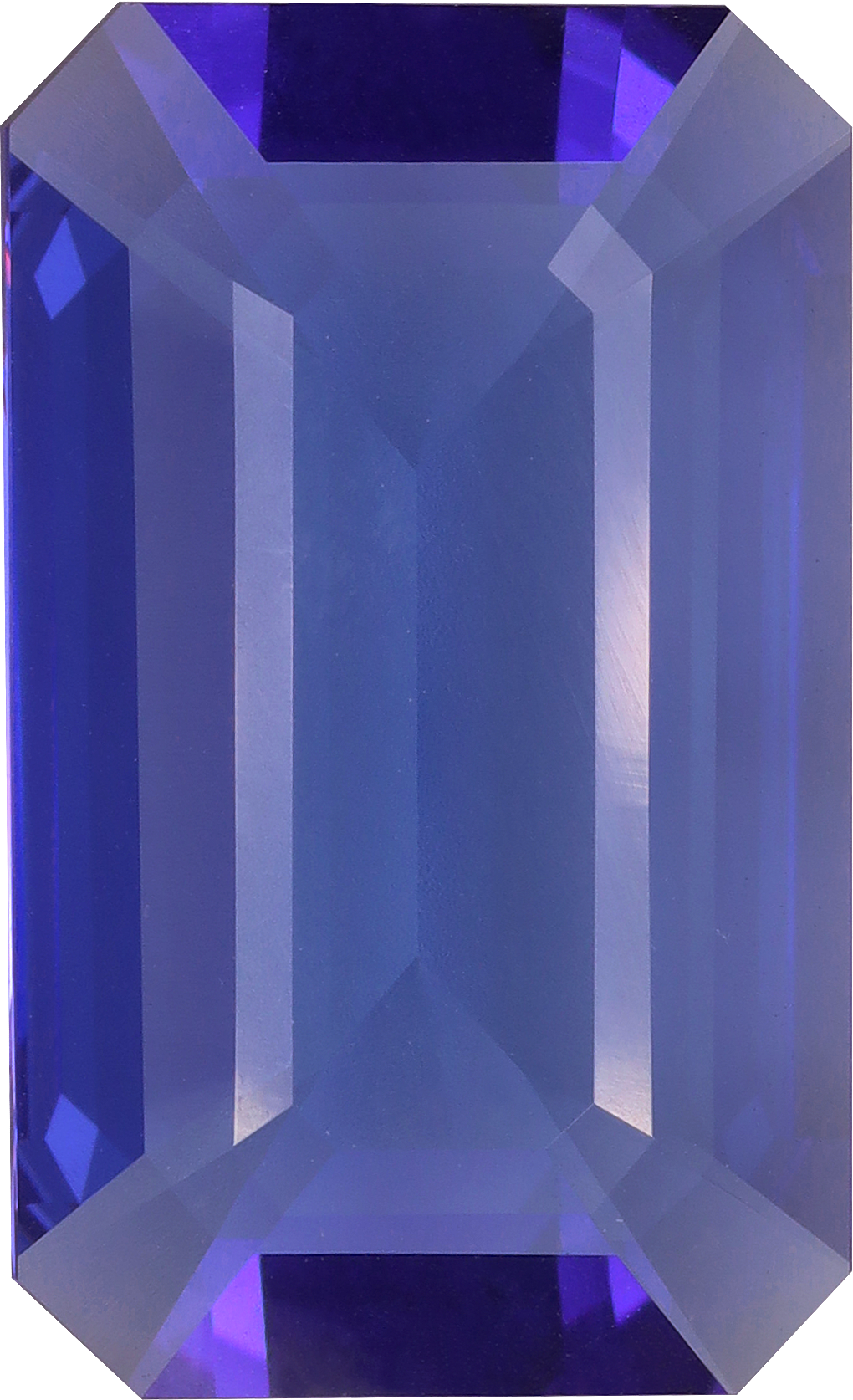Rectangular cut tanzanite, 16.14 by 9.86 mm, shown at actual size