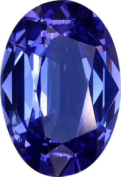 Oval cut tanzanite, 11.7 by 7.99 mm, shown at actual size