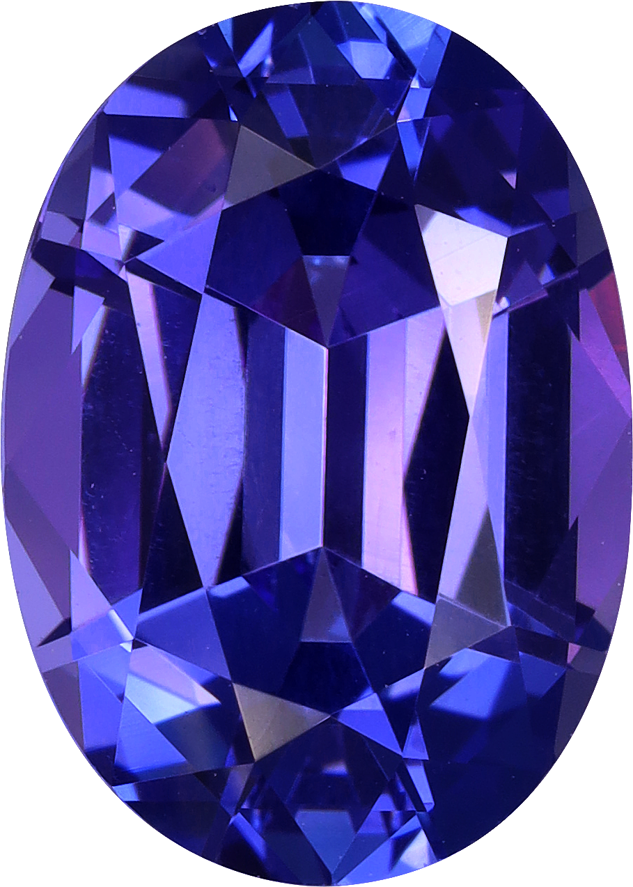 Oval cut tanzanite, 13.82 by 9.96 mm, shown at actual size