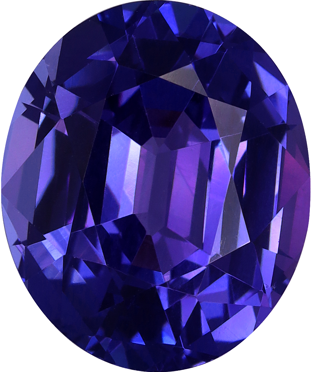 Oval cut tanzanite, 12.39 by 10.38 mm, shown at actual size