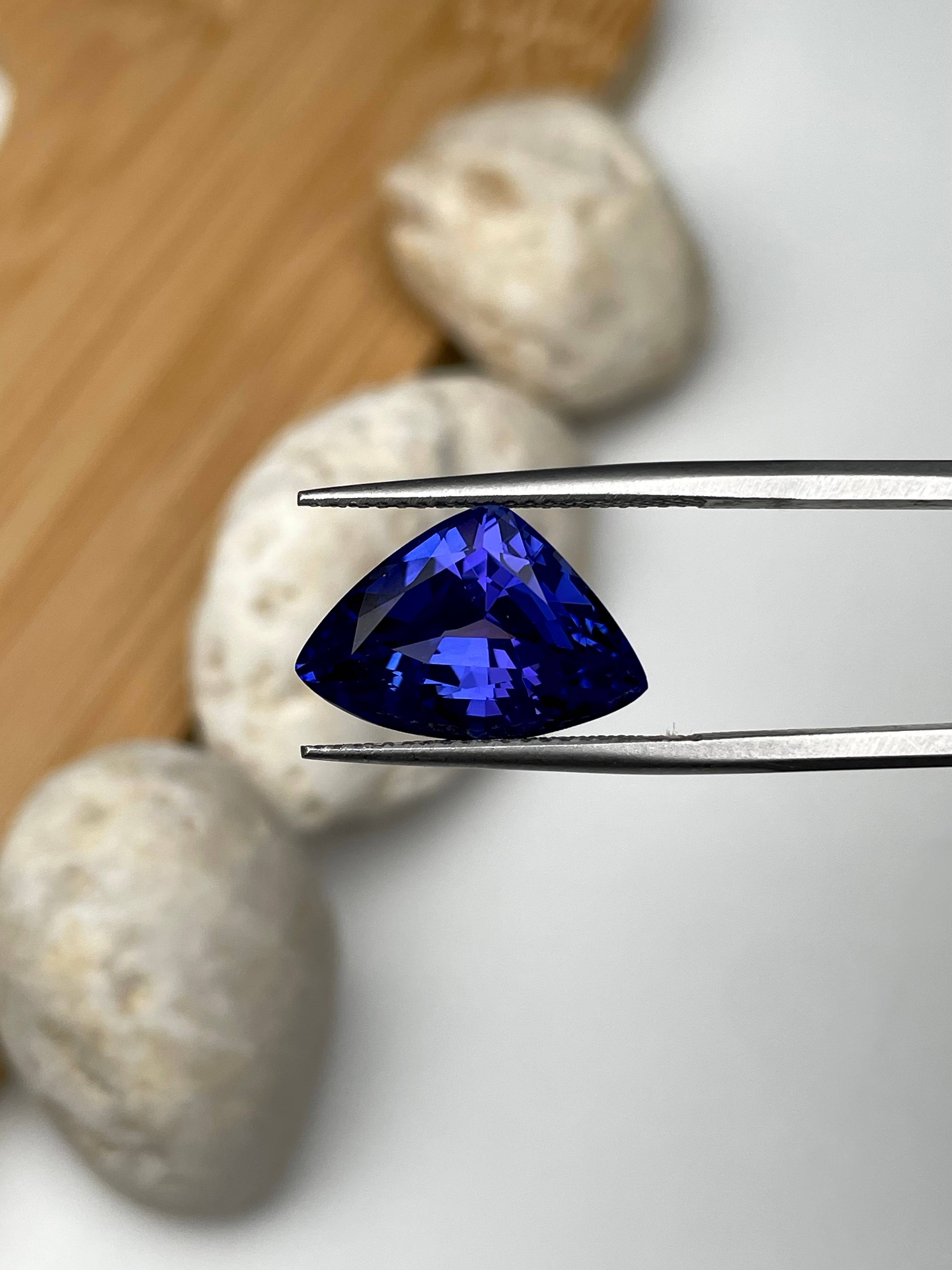 violet blue tanzanite, 6.92ct trilliant cut — view 5