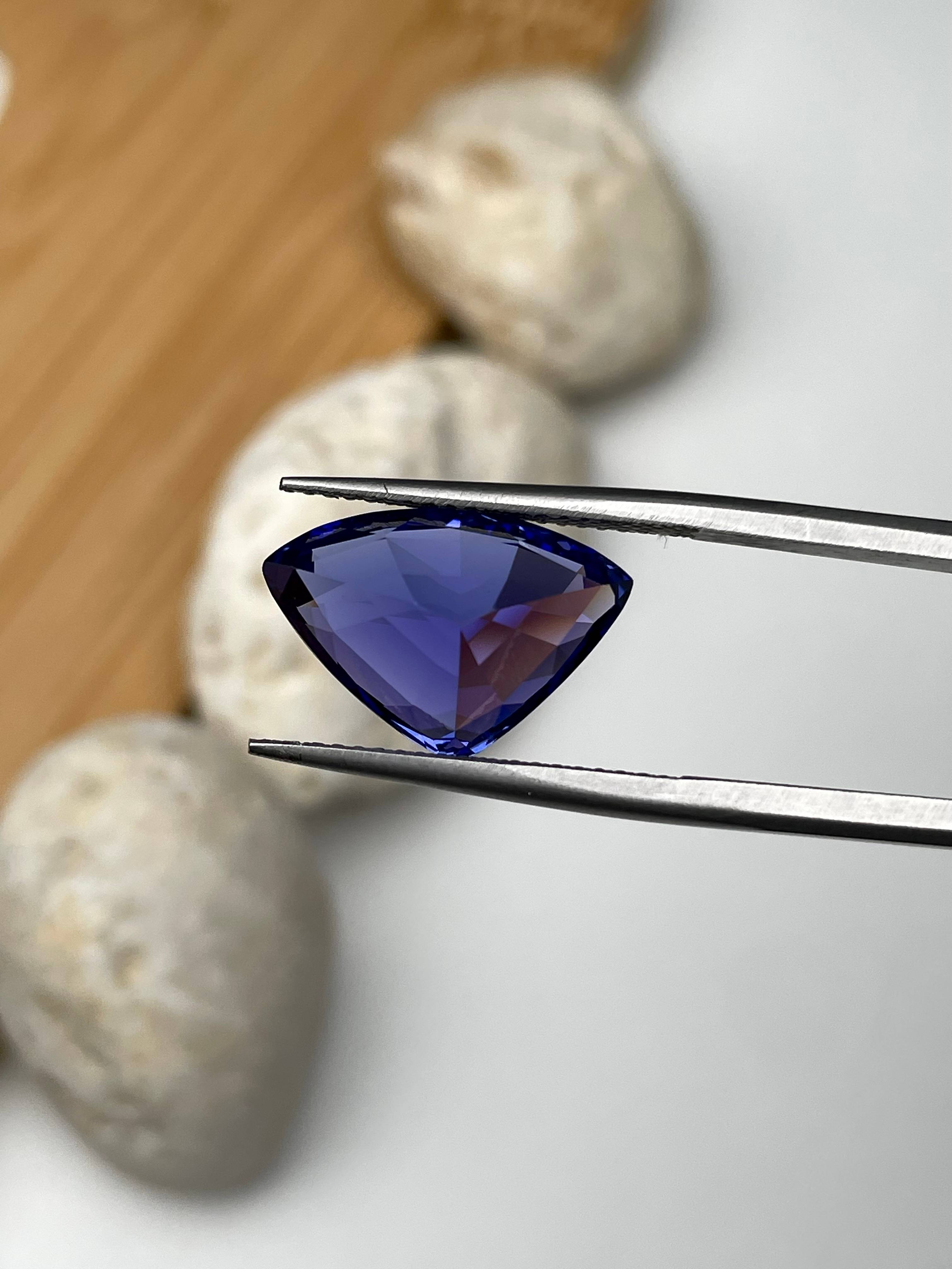 violet blue tanzanite, 6.92ct trilliant cut — view 7