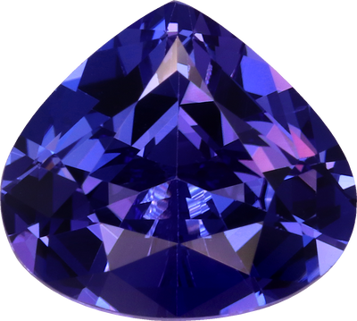 Pear cut tanzanite, 11.6 by 10.39 mm, shown at actual size