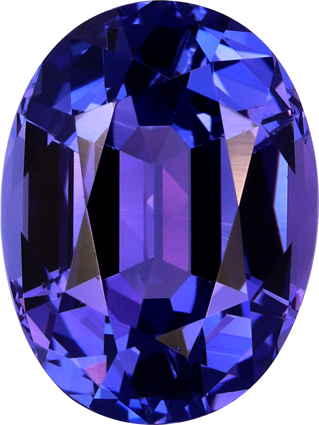 Oval cut tanzanite, 11.51 by 8.68 mm, shown at actual size