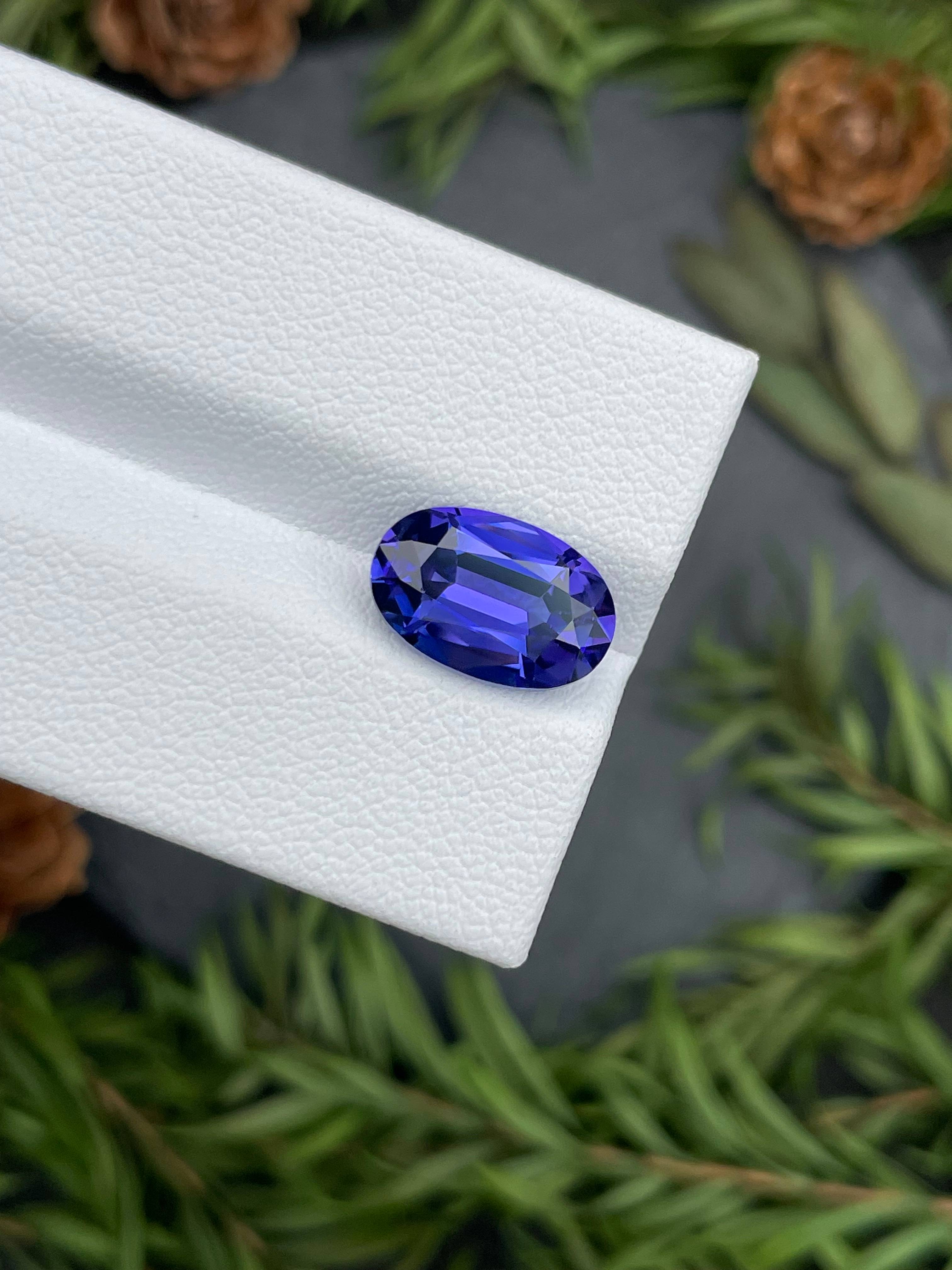 AAA+ violet blue tanzanite, 3.98ct oval cut — view 5