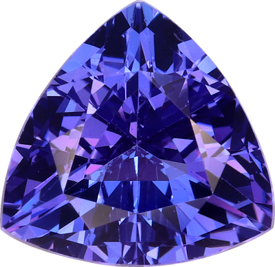 Trilliant cut tanzanite, 10.05 by 9.76 mm, shown at actual size