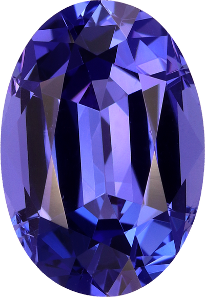 Oval cut tanzanite, 12.35 by 8.53 mm, shown at actual size