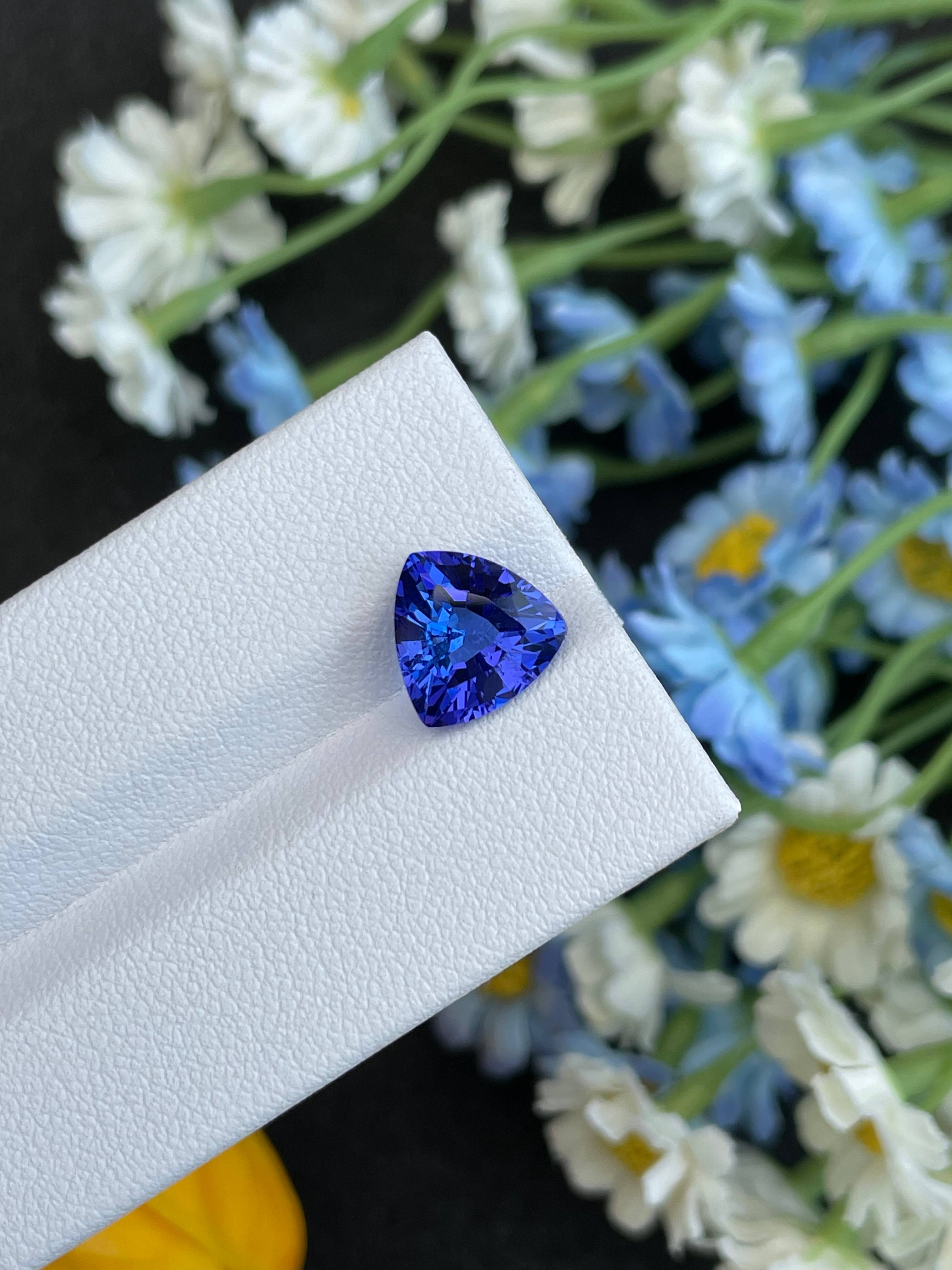 AA violet blue tanzanite, 3.23ct trilliant cut — view 5