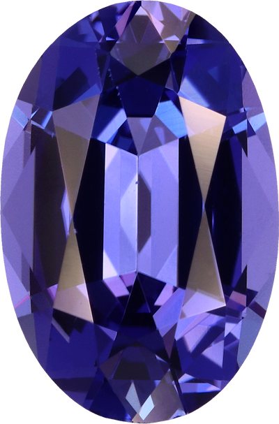 Oval cut tanzanite, 12.29 by 8.19 mm, shown at actual size