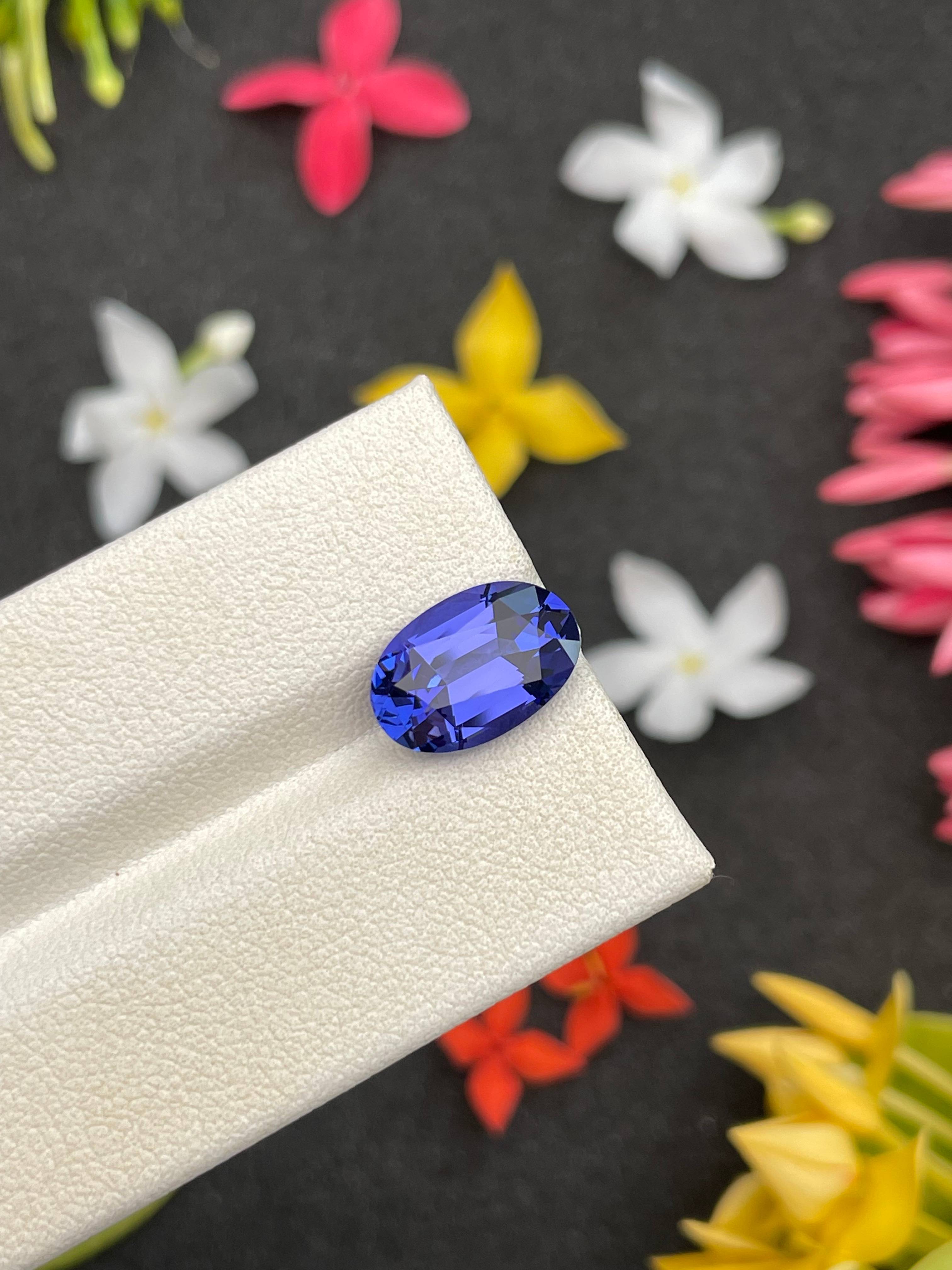 AA violet blue tanzanite, 4.02ct oval cut — view 5