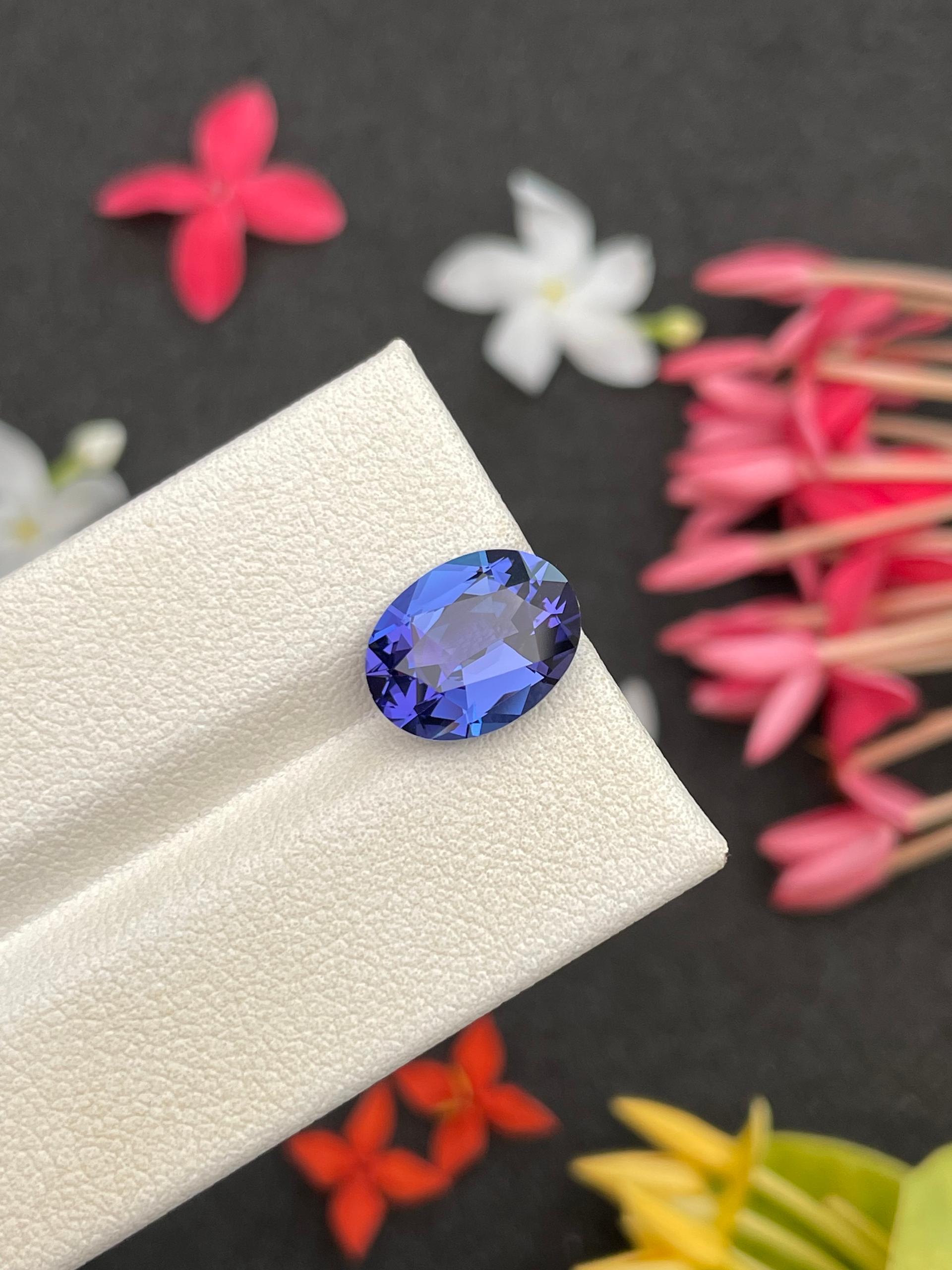 AA violet blue tanzanite, 3.86ct oval cut — view 5