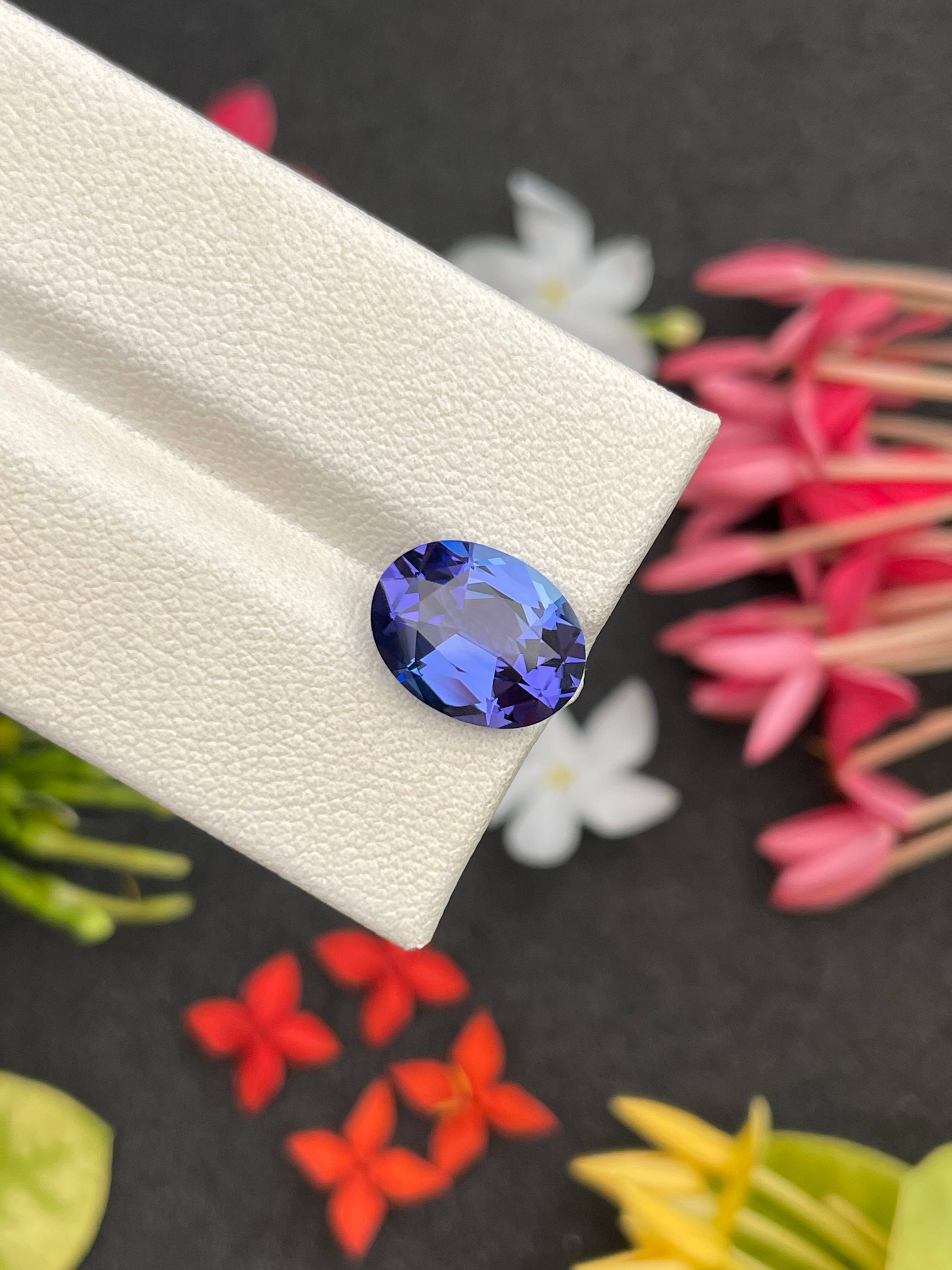 AA violet blue tanzanite, 3.86ct oval cut — view 6
