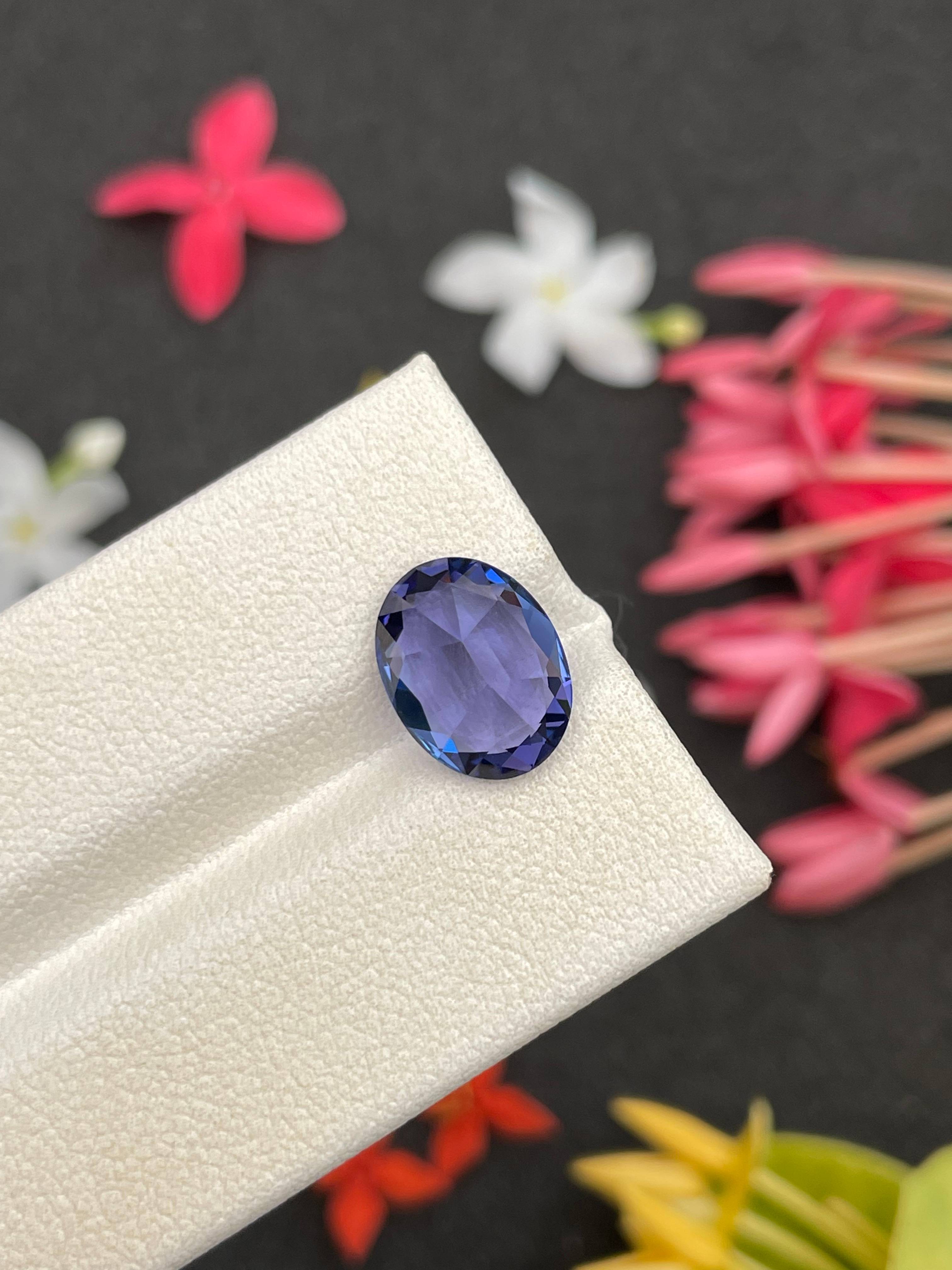 AA violet blue tanzanite, 3.86ct oval cut — view 7
