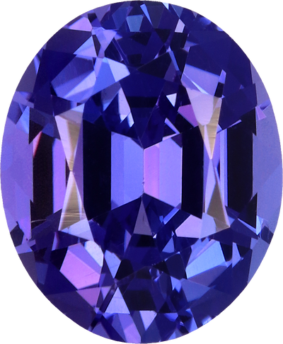 Oval cut tanzanite, 9.9 by 8.17 mm, shown at actual size