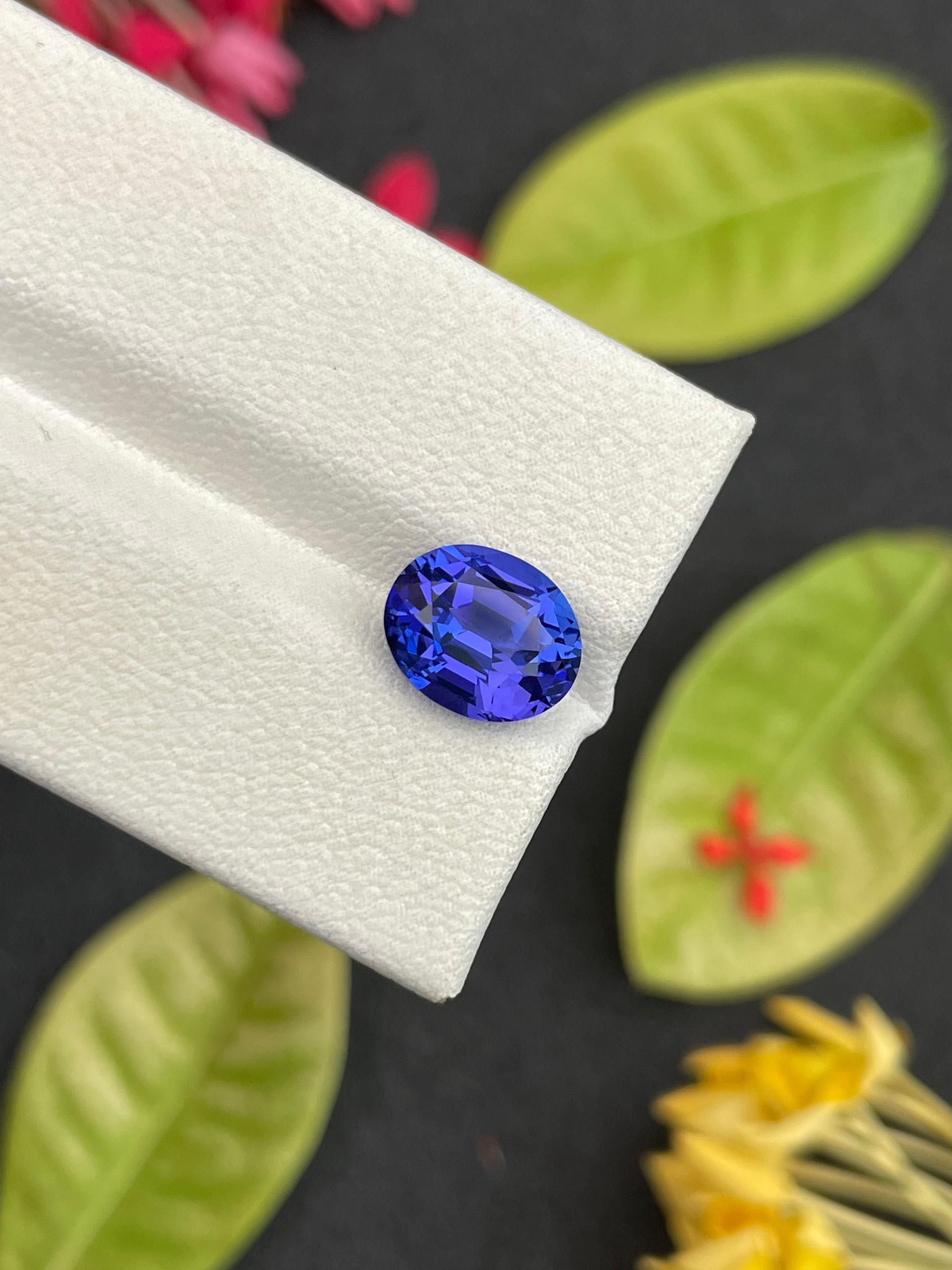 AA violet blue tanzanite, 3.18ct oval cut — view 6